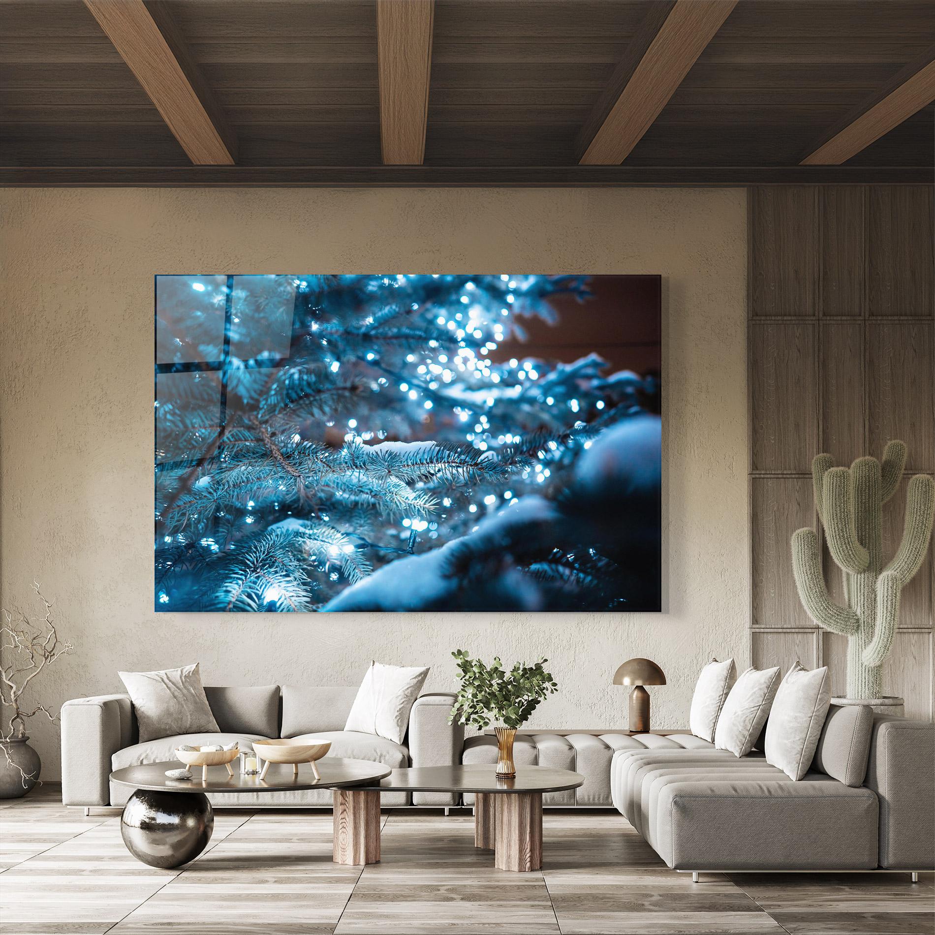 Tablou Sticla Blue Christmas Tree mockup 8