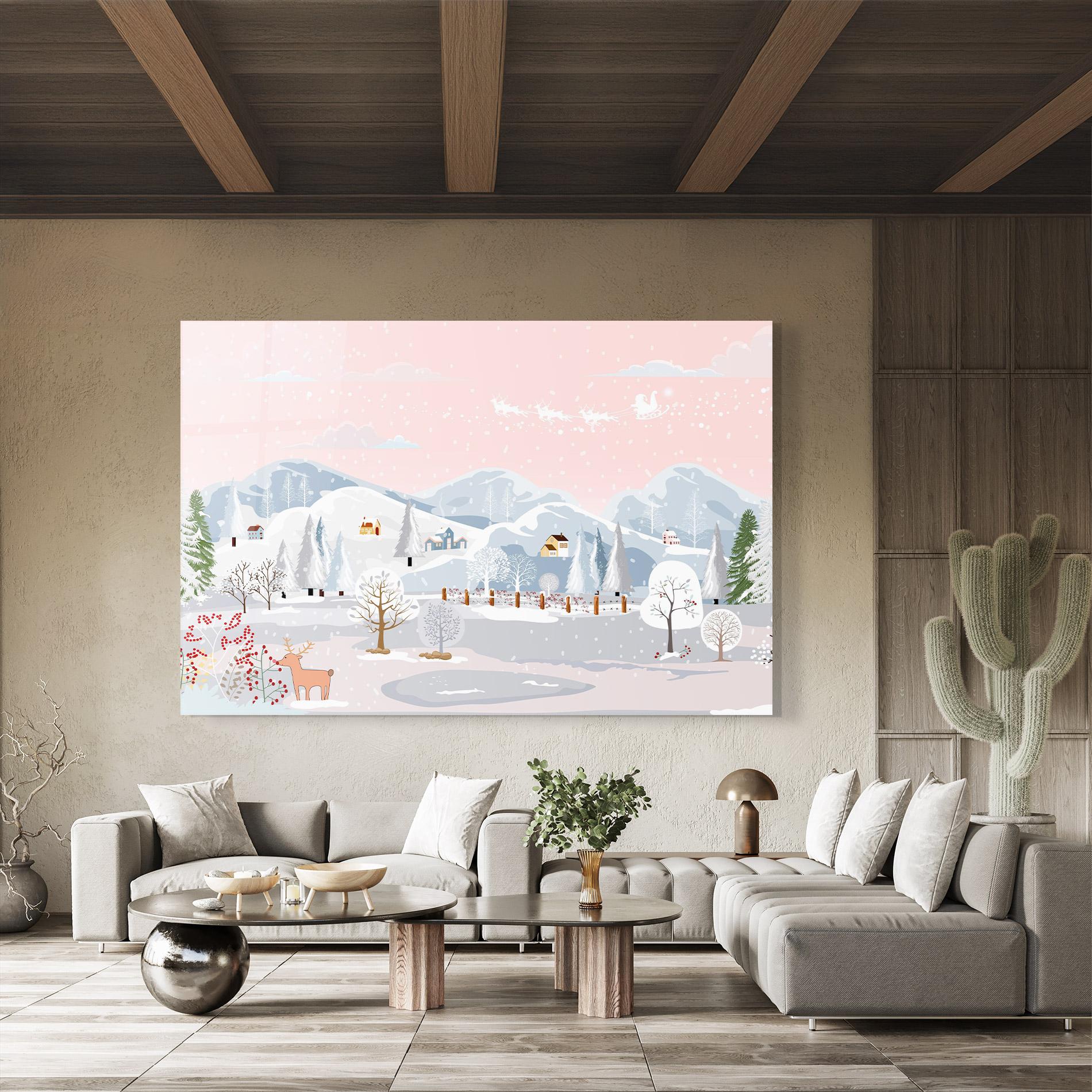 Tablou Sticla Pink Sky Winter mockup 8