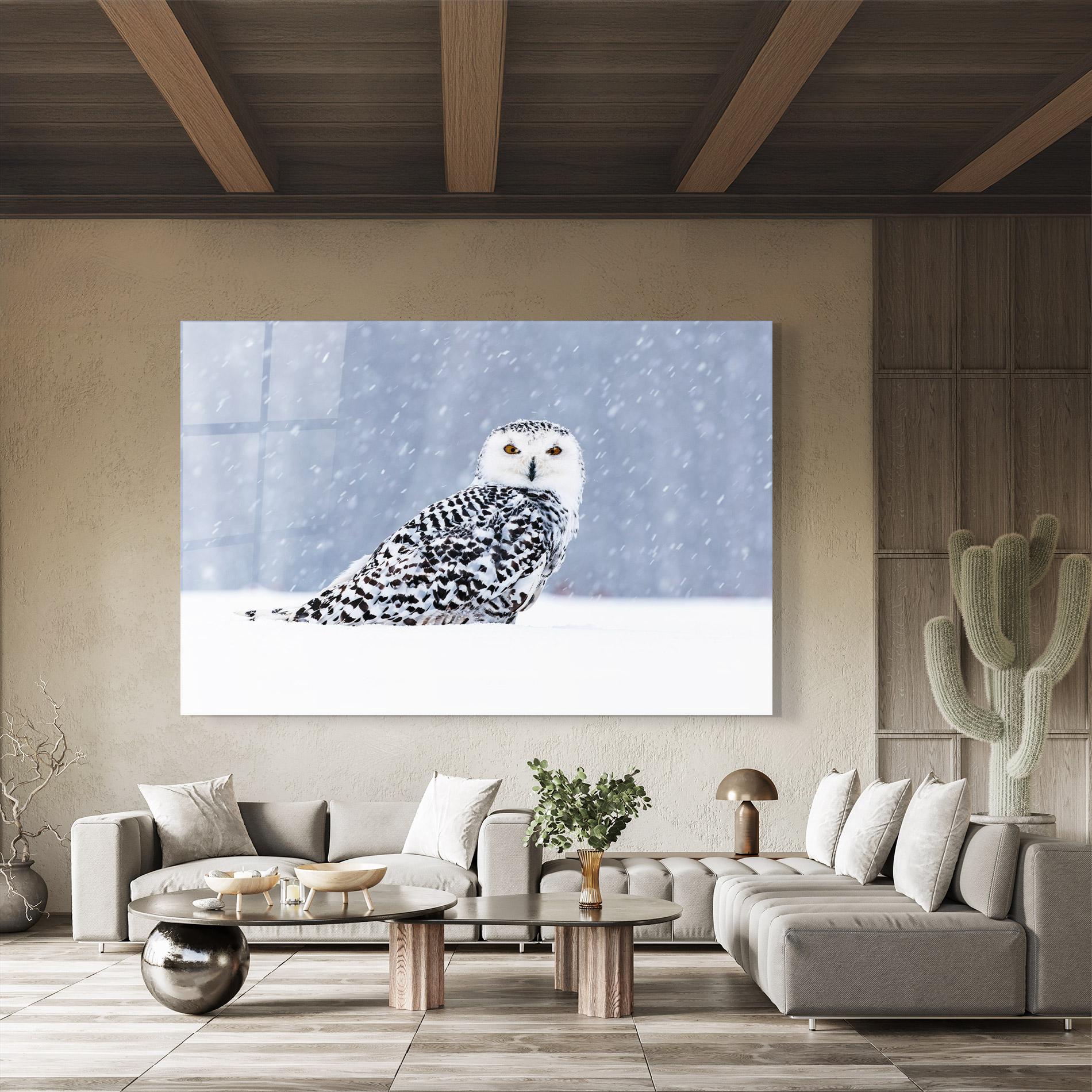 Tablou Sticla Snow Owl mockup 8