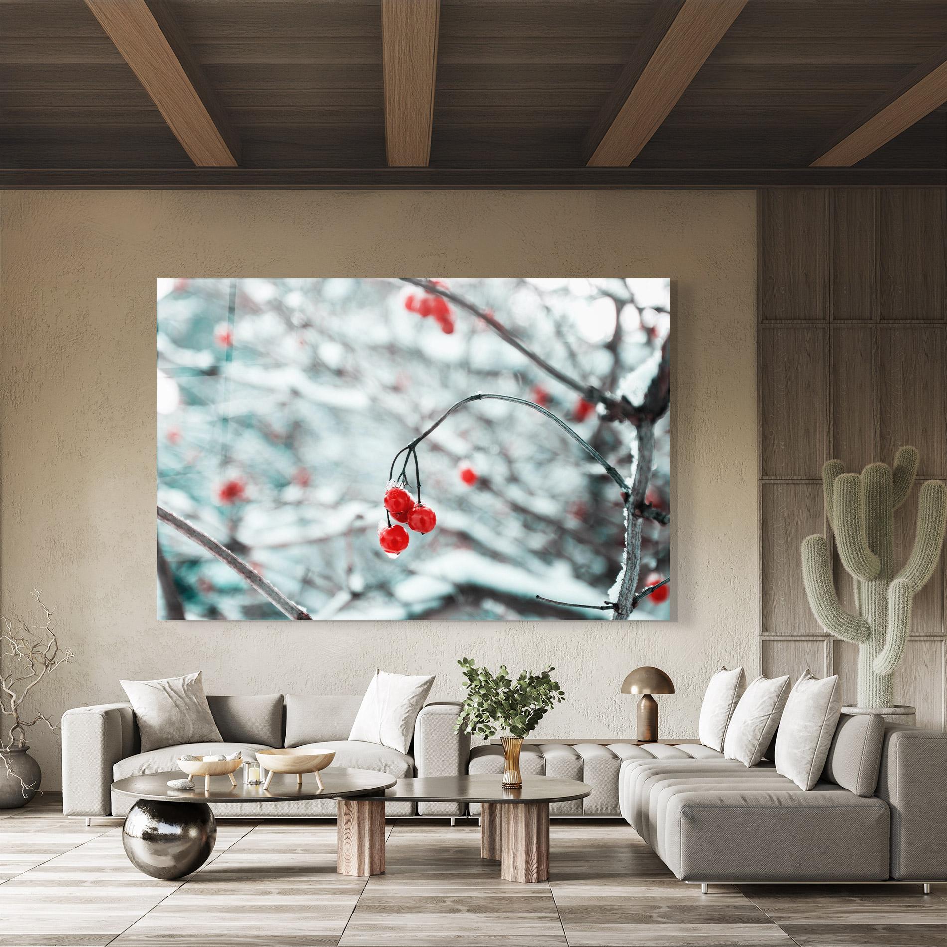Tablou Sticla Snow Red Fruits mockup 8