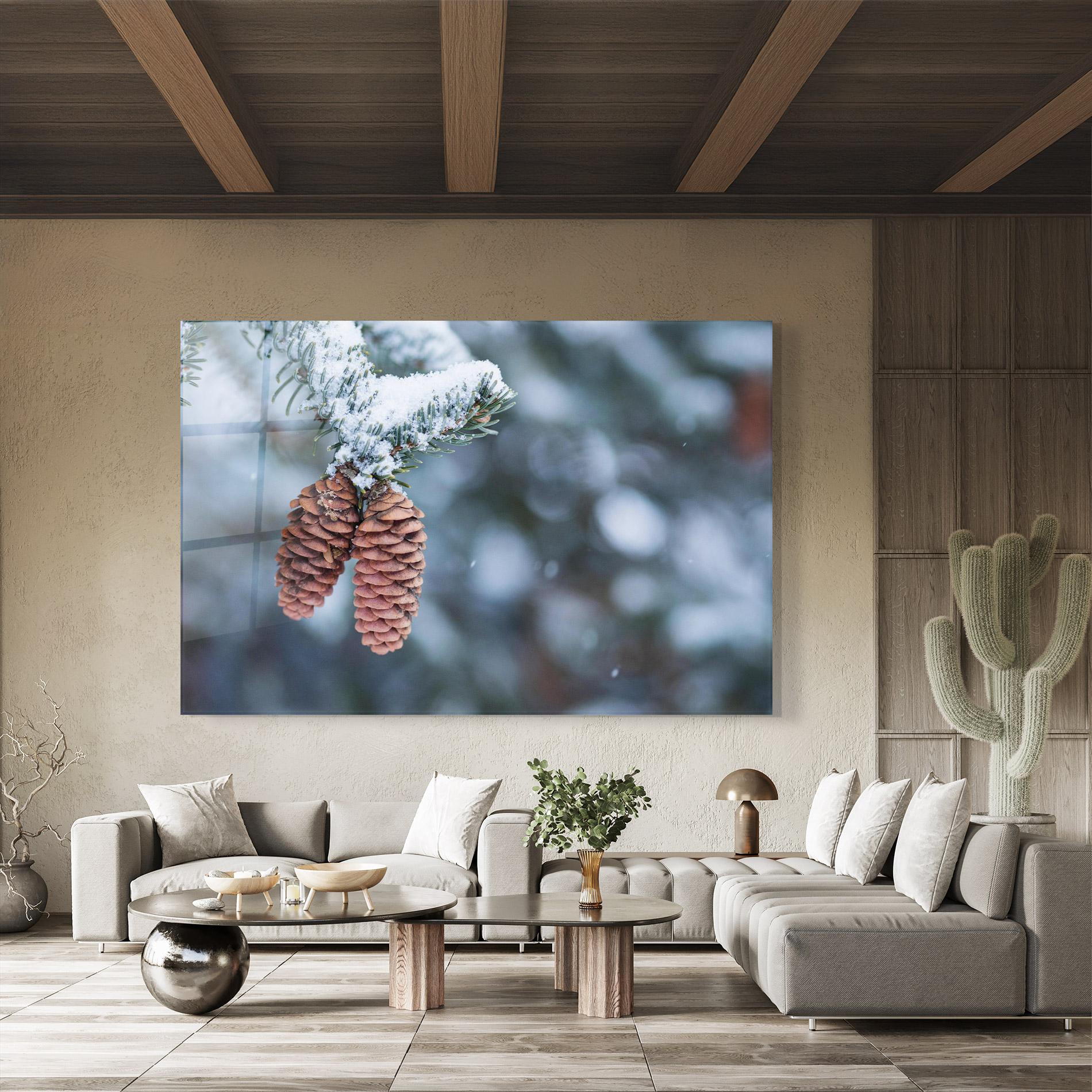 Tablou Sticla Winter Cones mockup 8