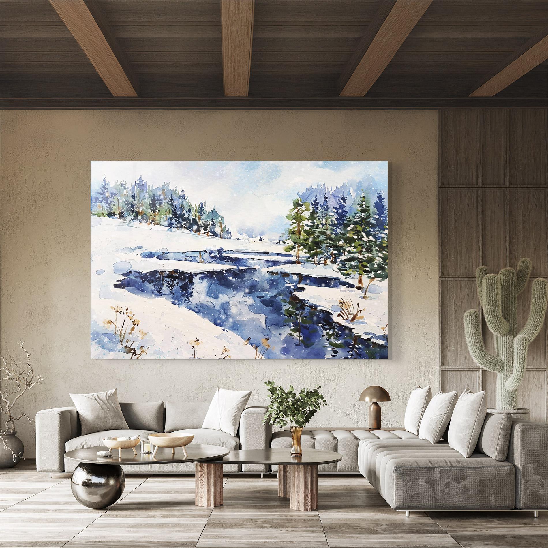 Tablou Sticla Winter Painting mockup 8