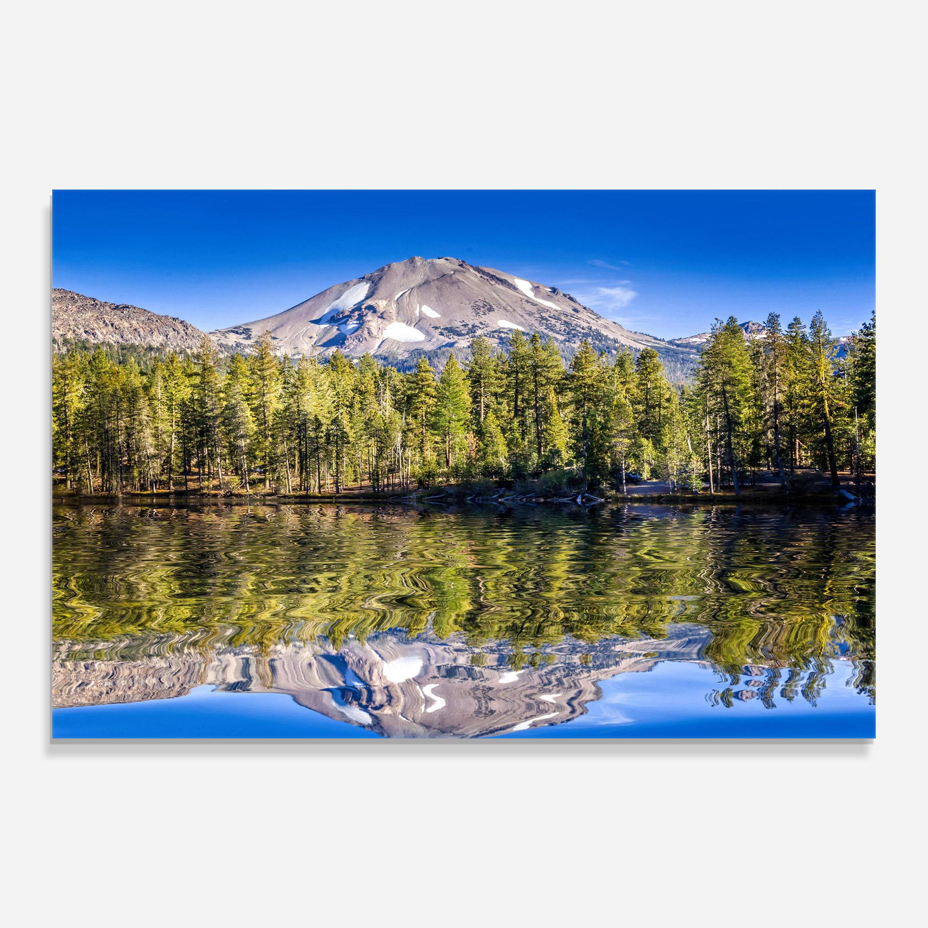 Tablou Sticla Green Tree Lake mockup 0