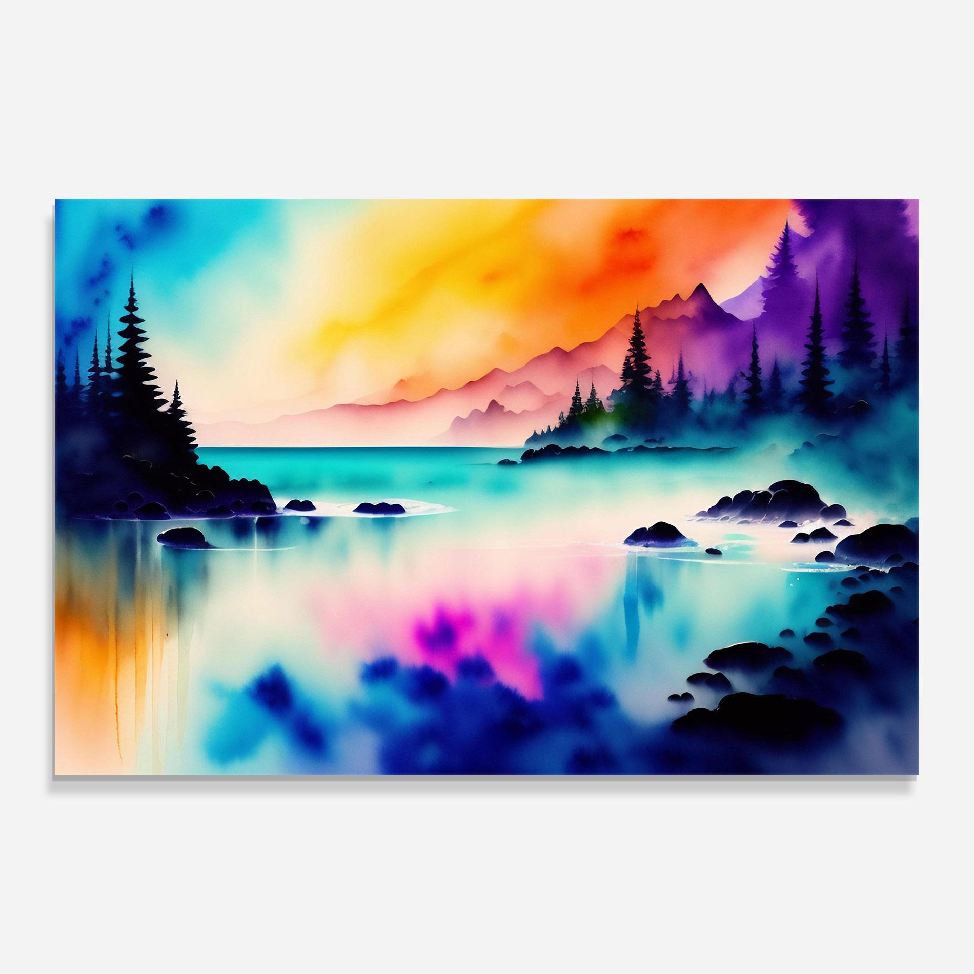 Tablou Sticla Lake Painting mockup 0