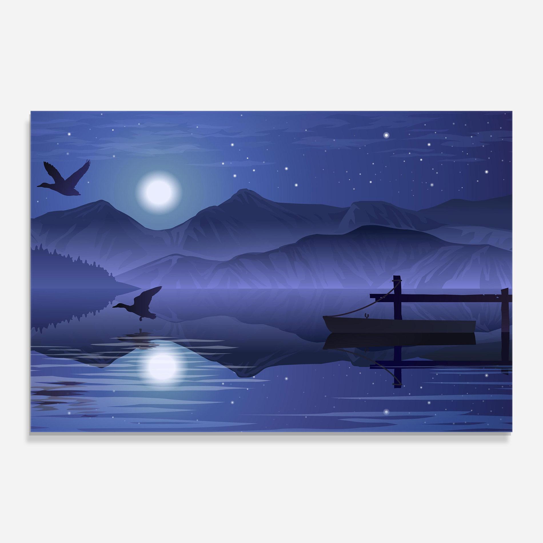 Tablou Sticla Lake Purple Night mockup 0