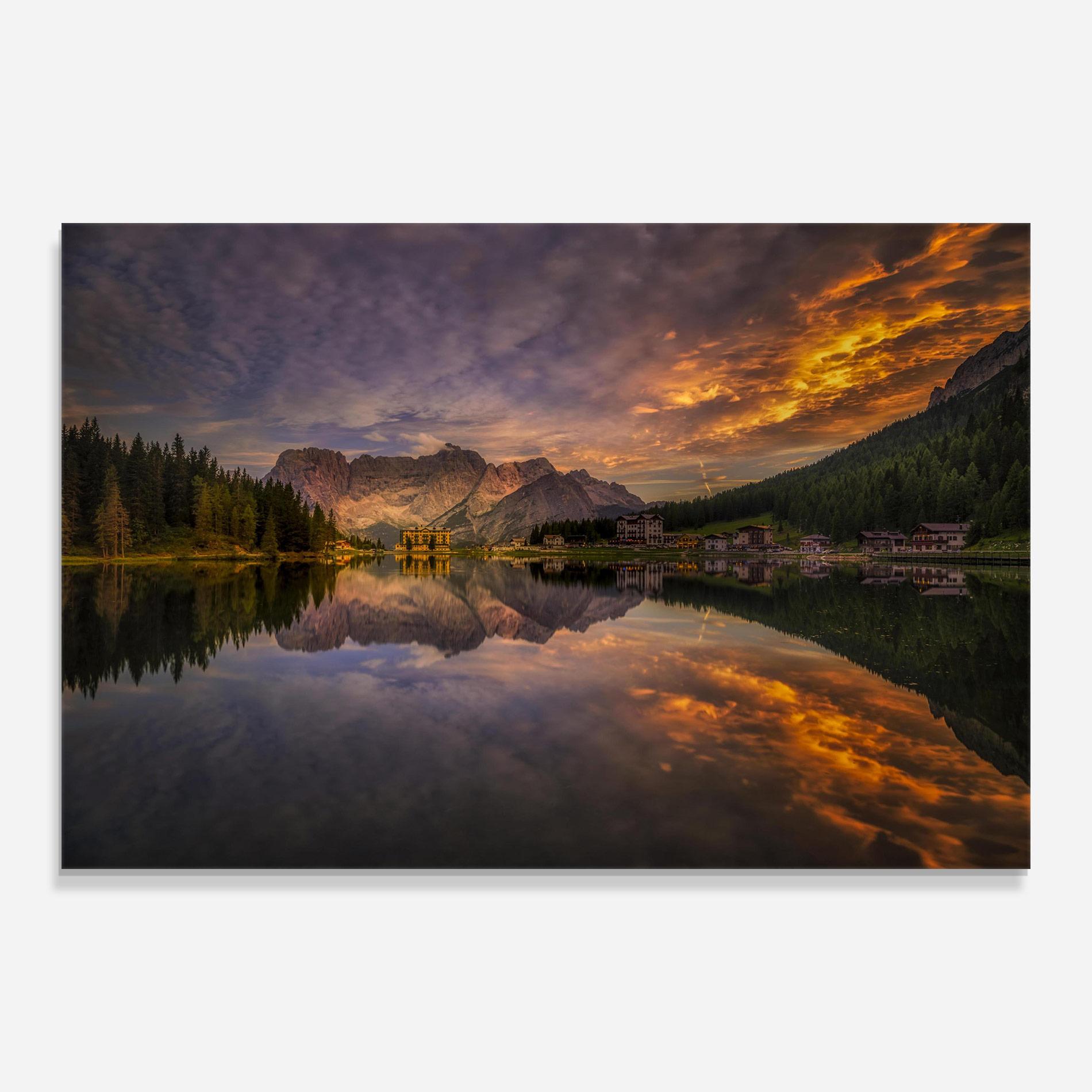Tablou Sticla Misurina Sunset mockup 0
