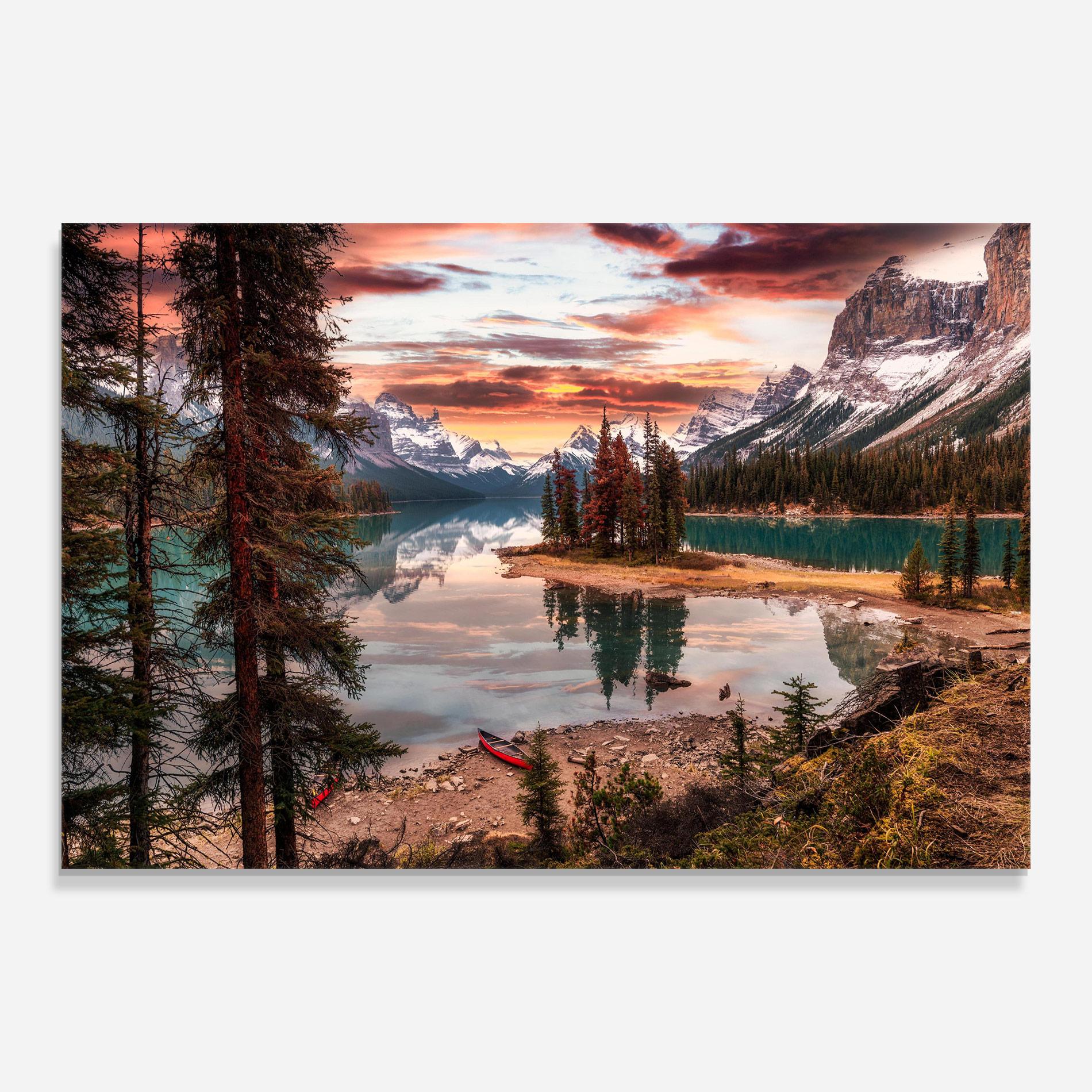 Tablou Sticla Sunset Lake View mockup 0