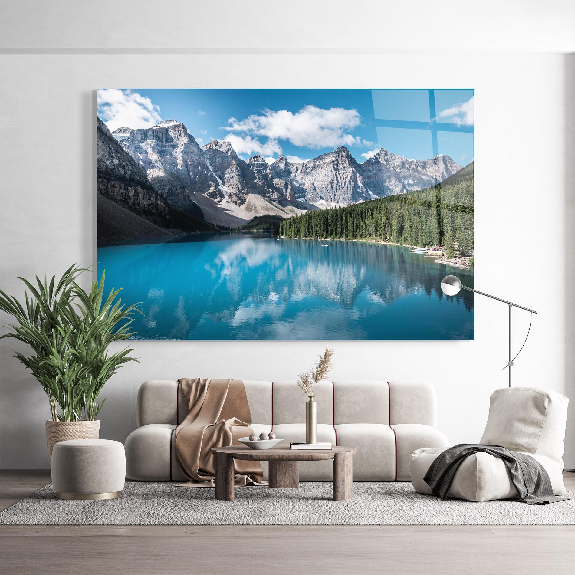 Tablou Sticla Beautiful Lake Canada mockup 9