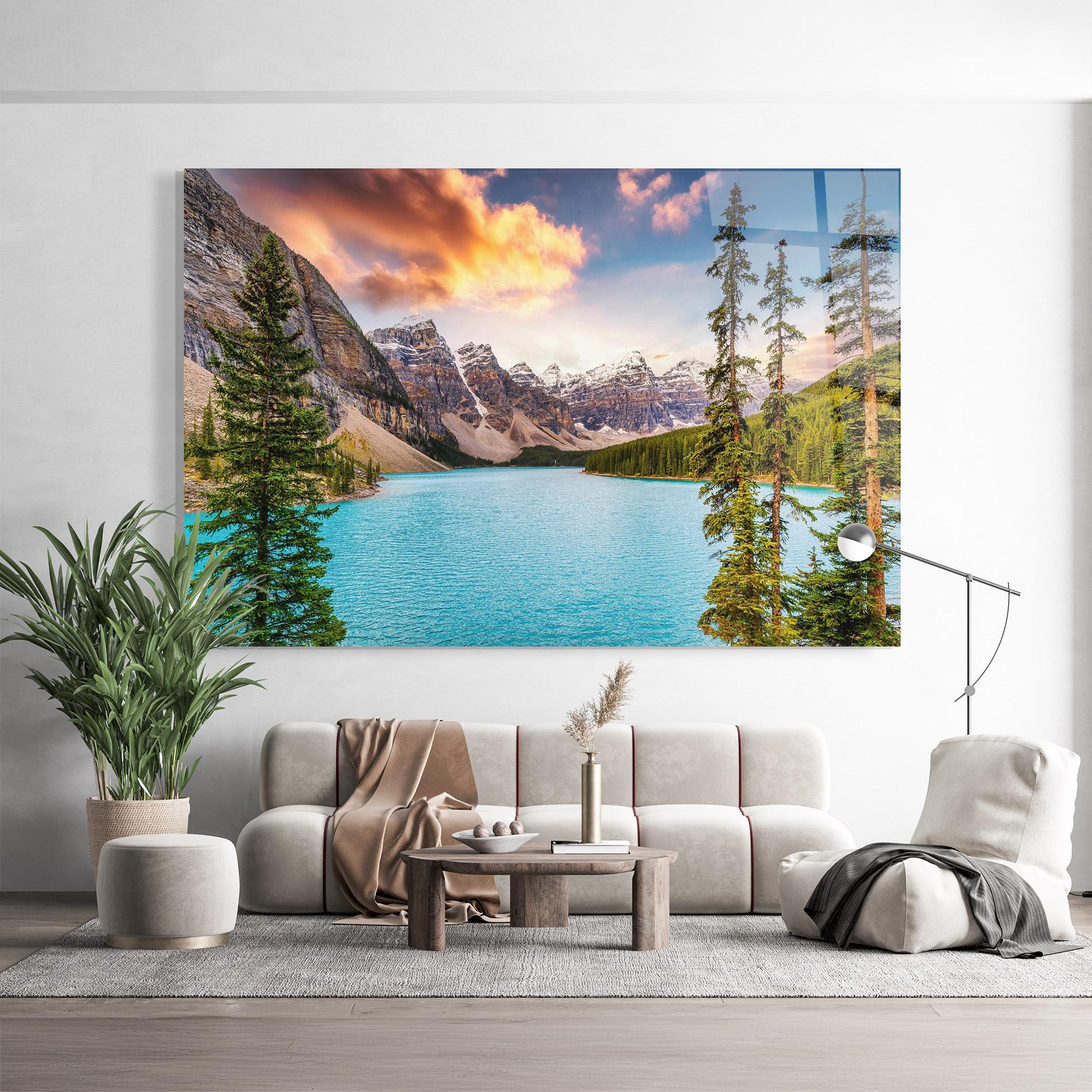 Tablou Sticla Blue Magic Lake mockup 9