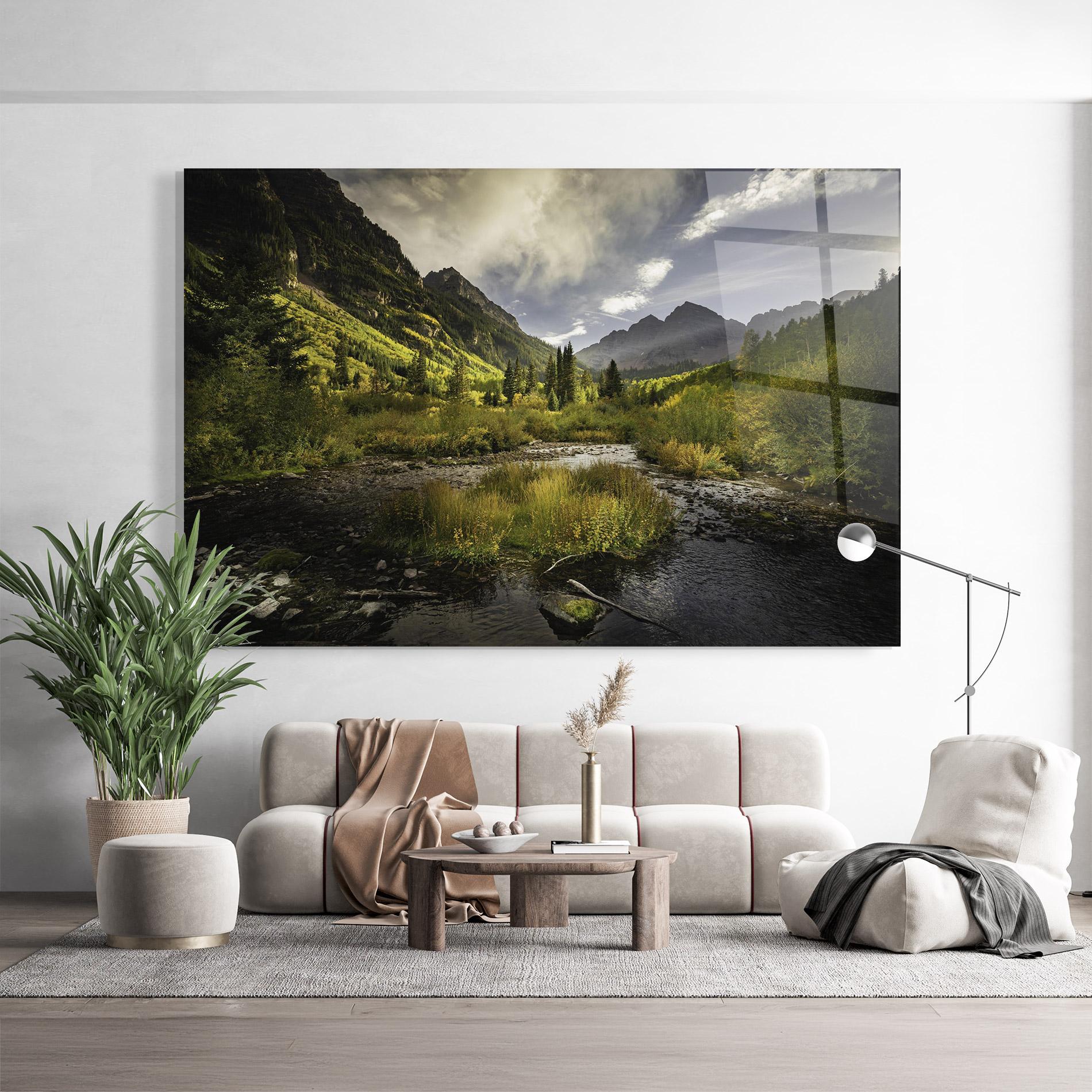 Tablou Sticla Cloudy Lake mockup 9