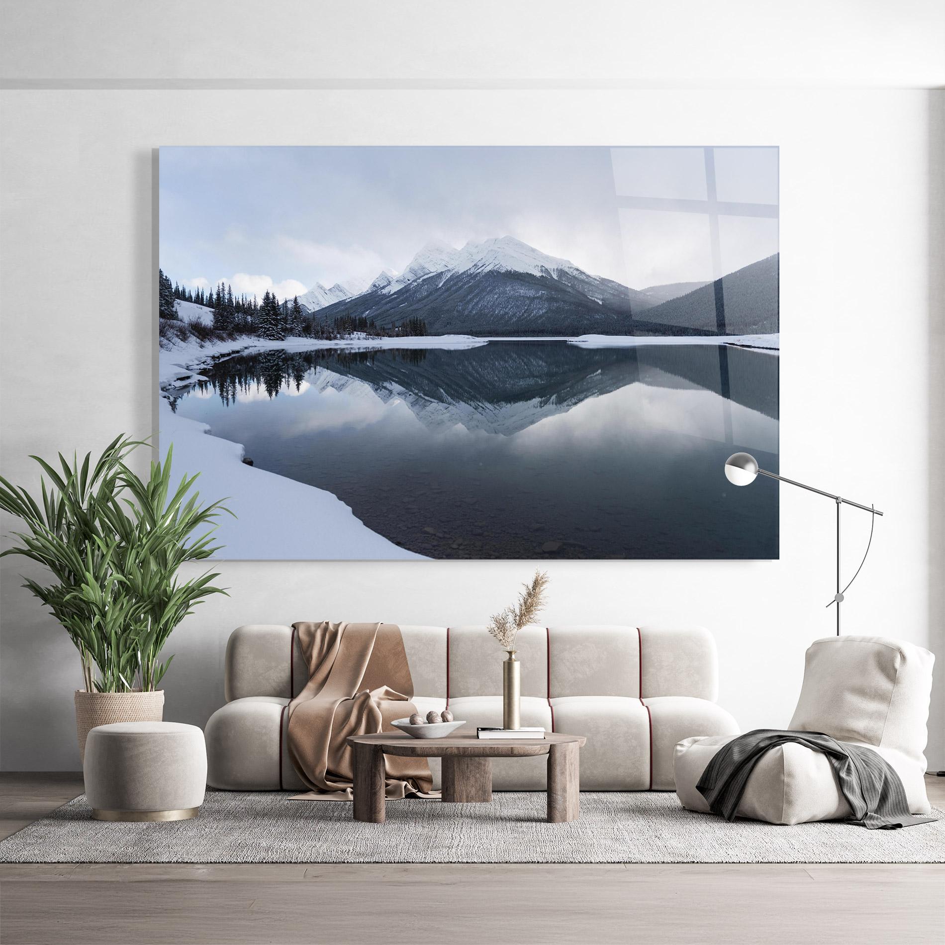 Tablou Sticla Grey Lake mockup 9