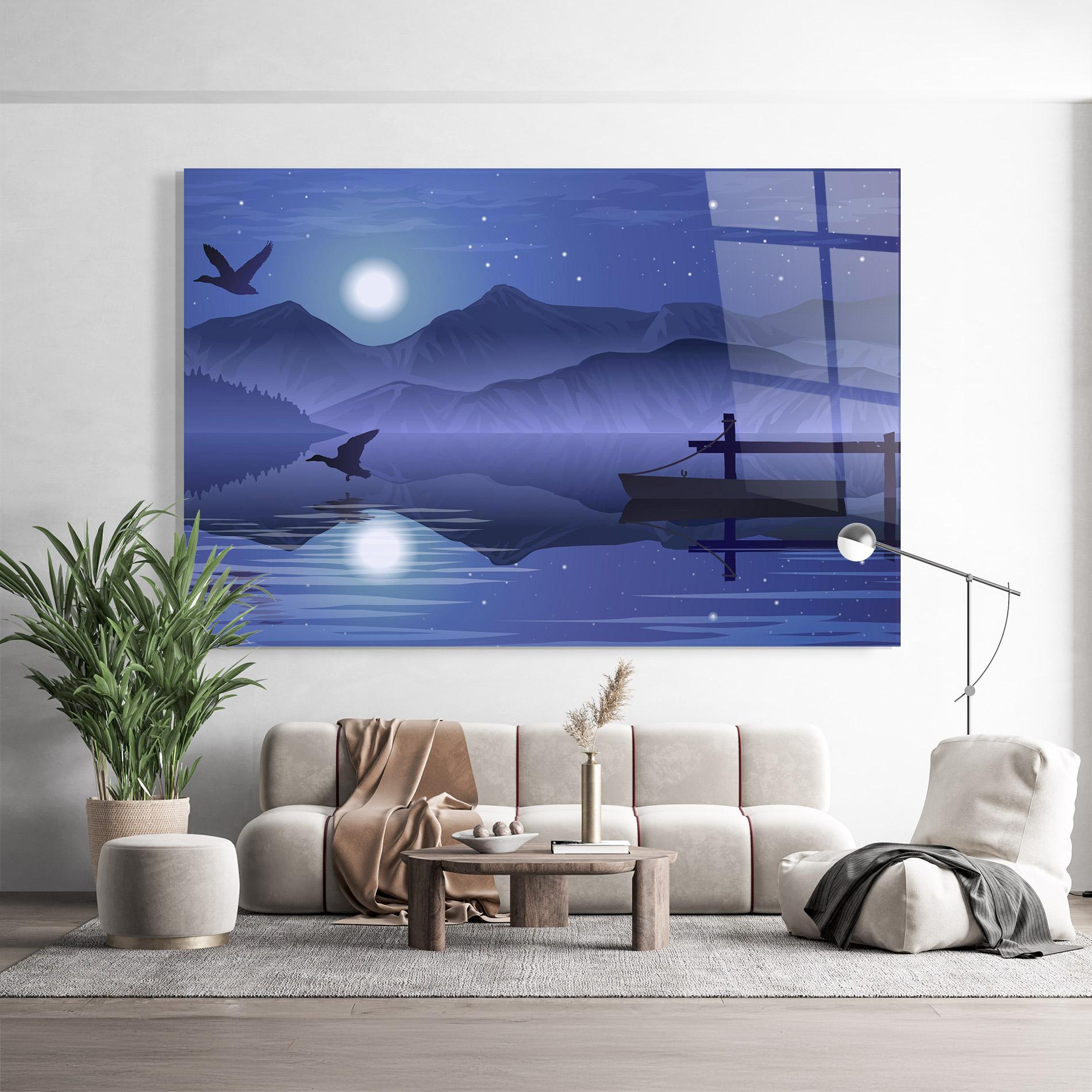 Tablou Sticla Lake Purple Night mockup 9