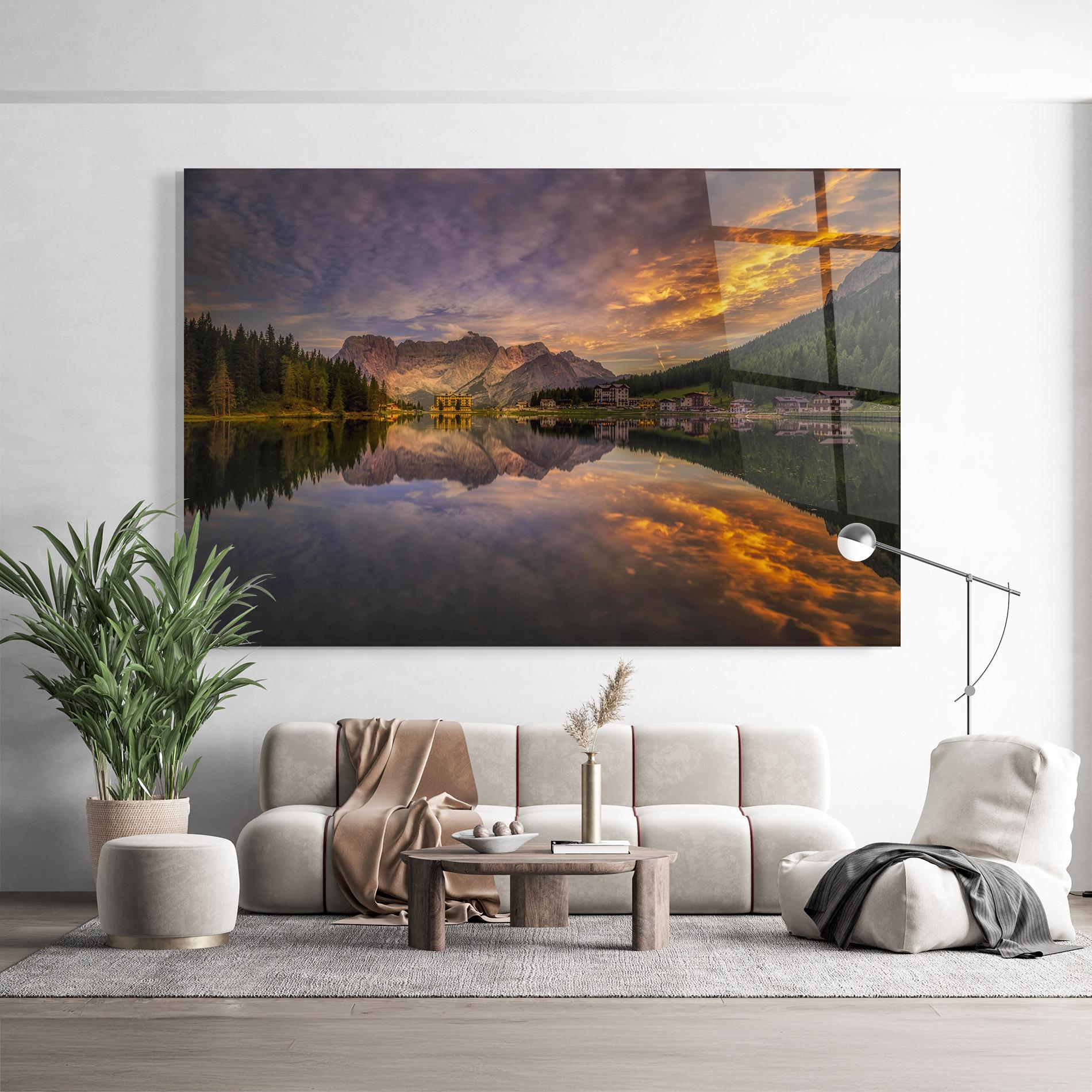 Tablou Sticla Misurina Sunset mockup 9