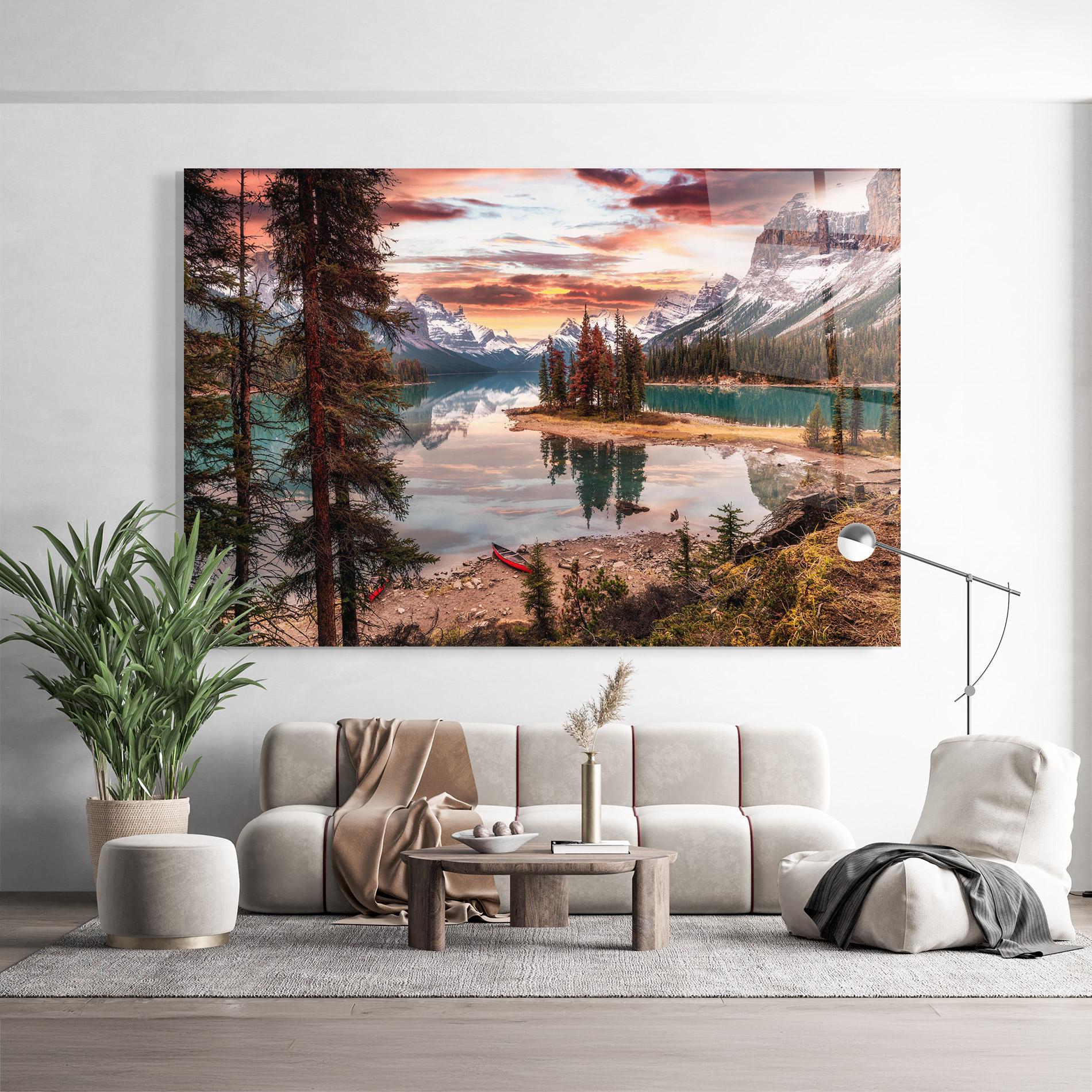 Tablou Sticla Sunset Lake View mockup 9