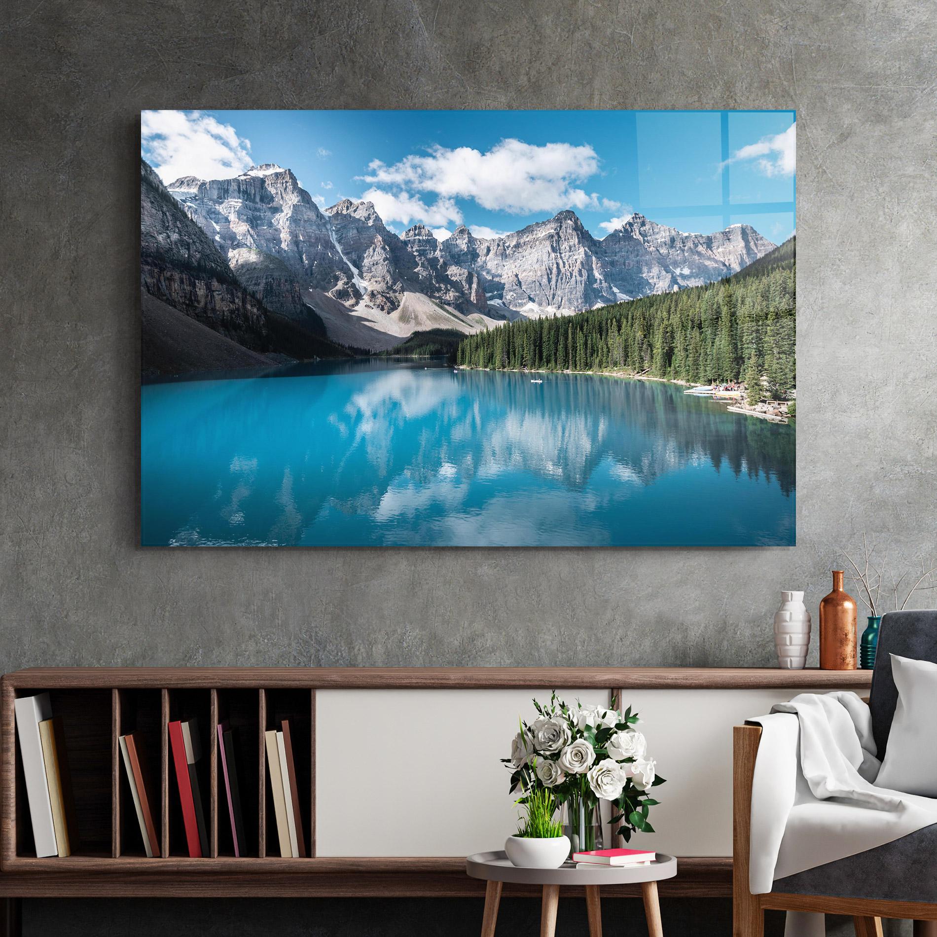 Tablou Sticla Beautiful Lake Canada mockup 2