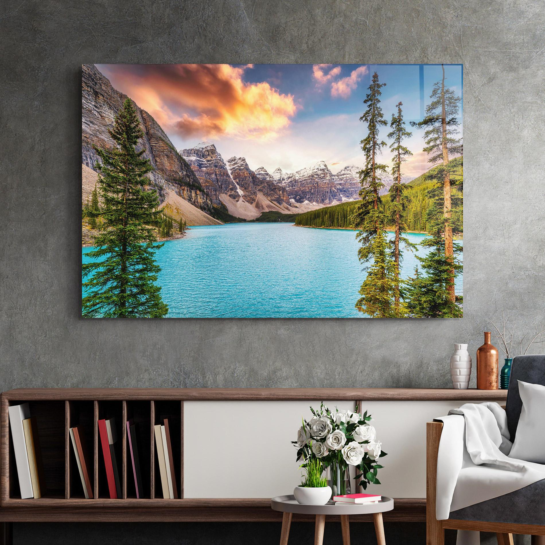 Tablou Sticla Blue Magic Lake mockup 2