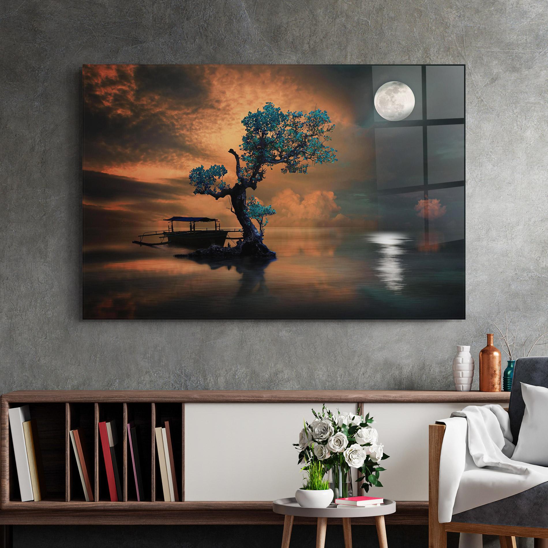 Tablou Sticla Blue Tree mockup 2