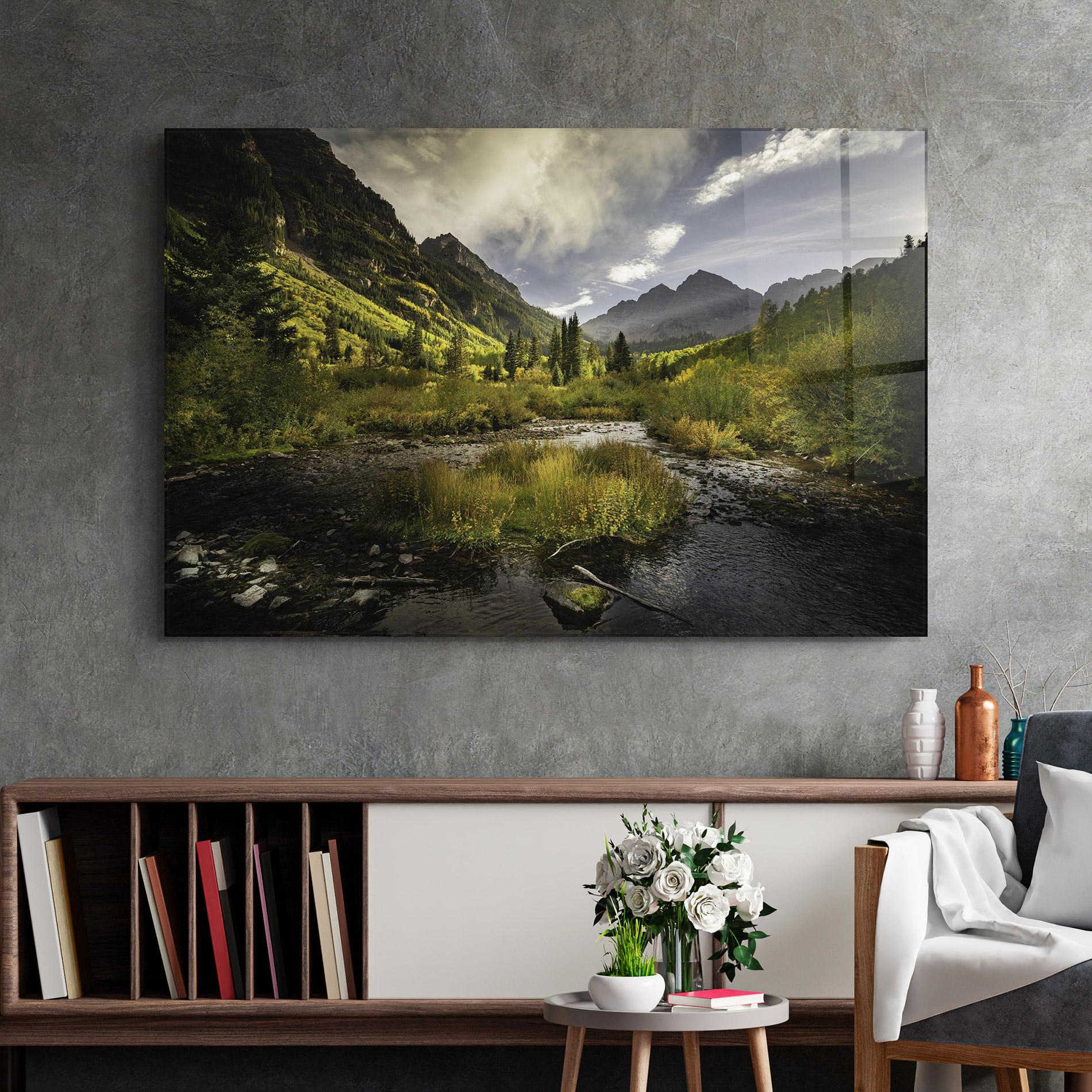 Tablou Sticla Cloudy Lake mockup 2