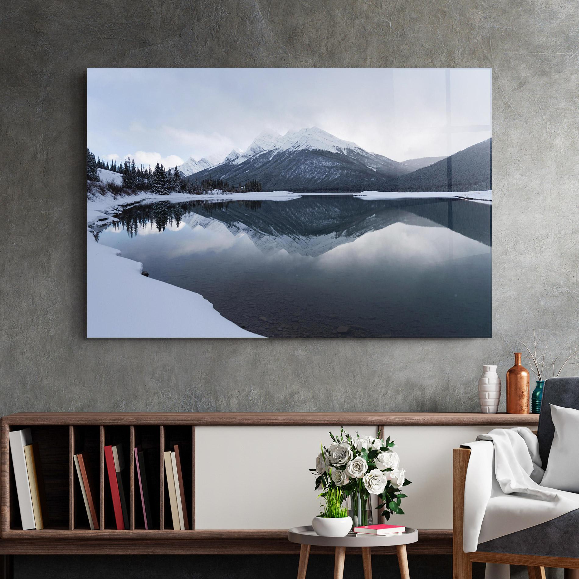 Tablou Sticla Grey Lake mockup 2