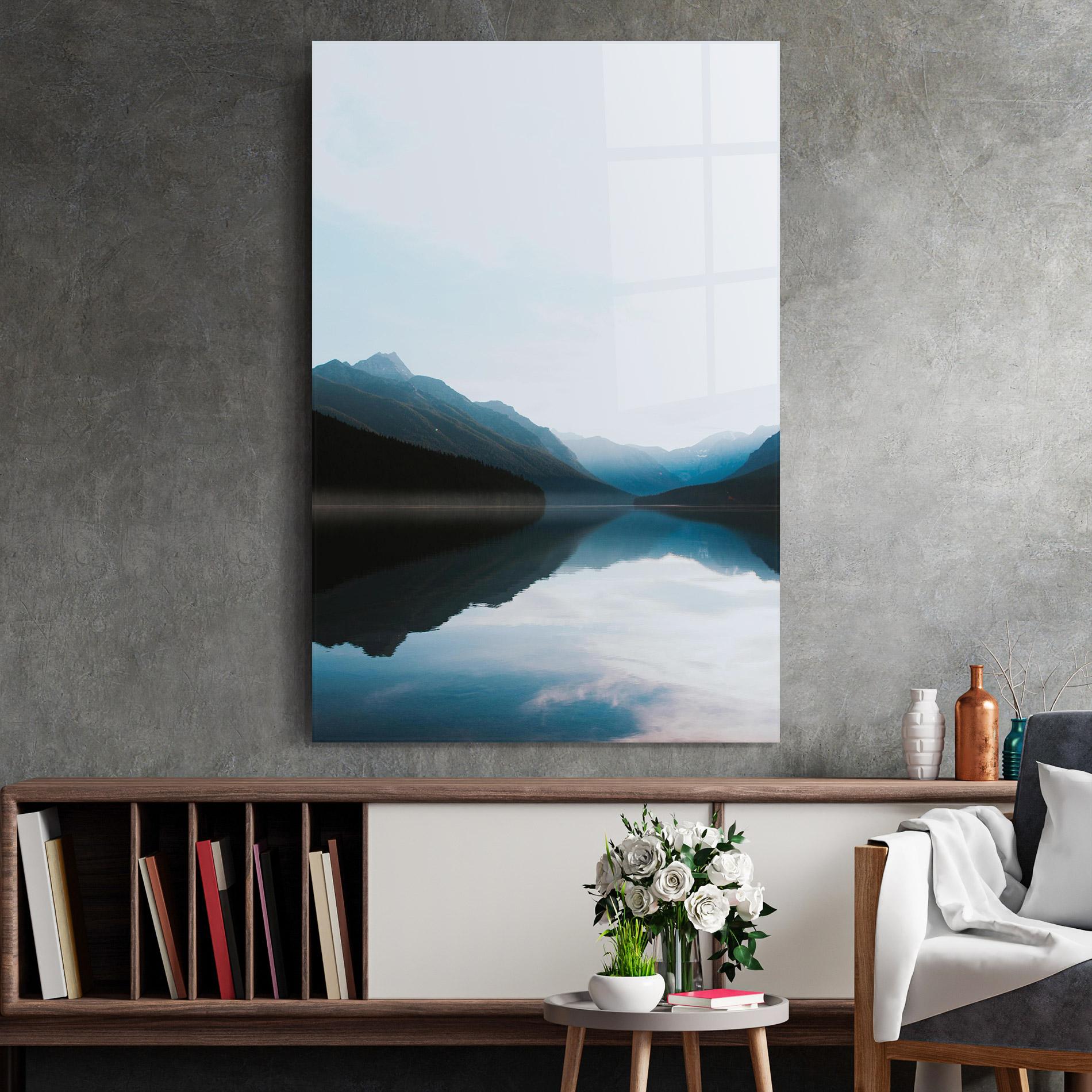 Tablou Sticla Foggy Blue Light mockup 2