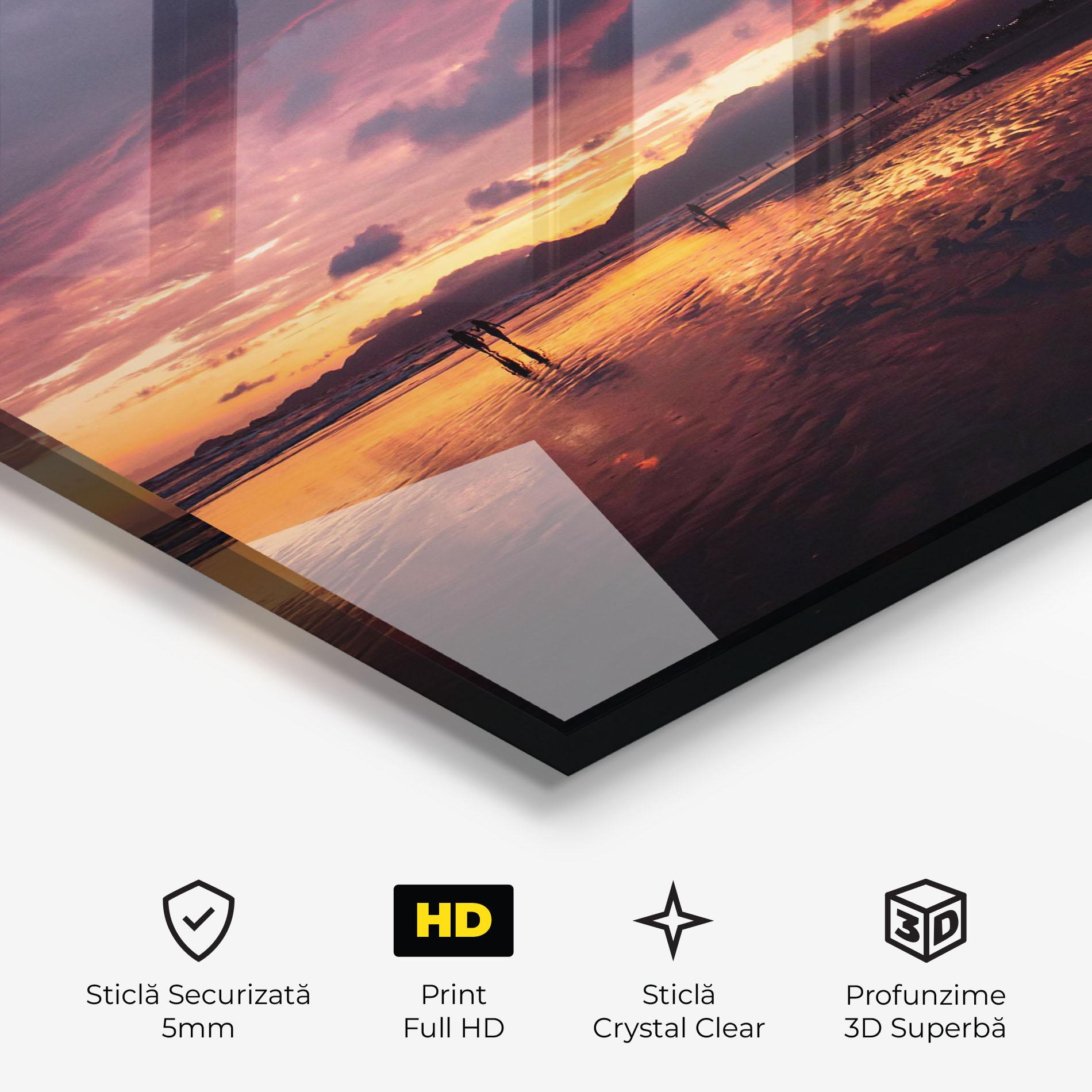 Tablou Sticla Beach At Sunset mockup 3