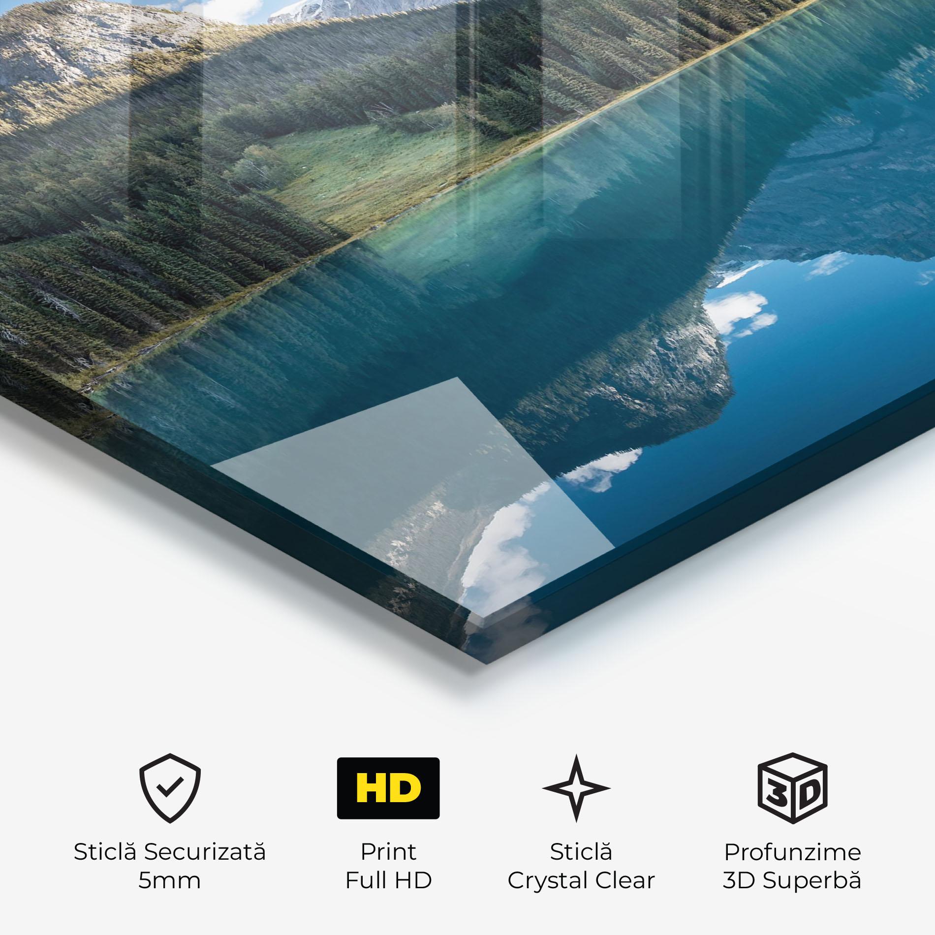 Tablou Sticla Beautiful Emerald Lake mockup 3