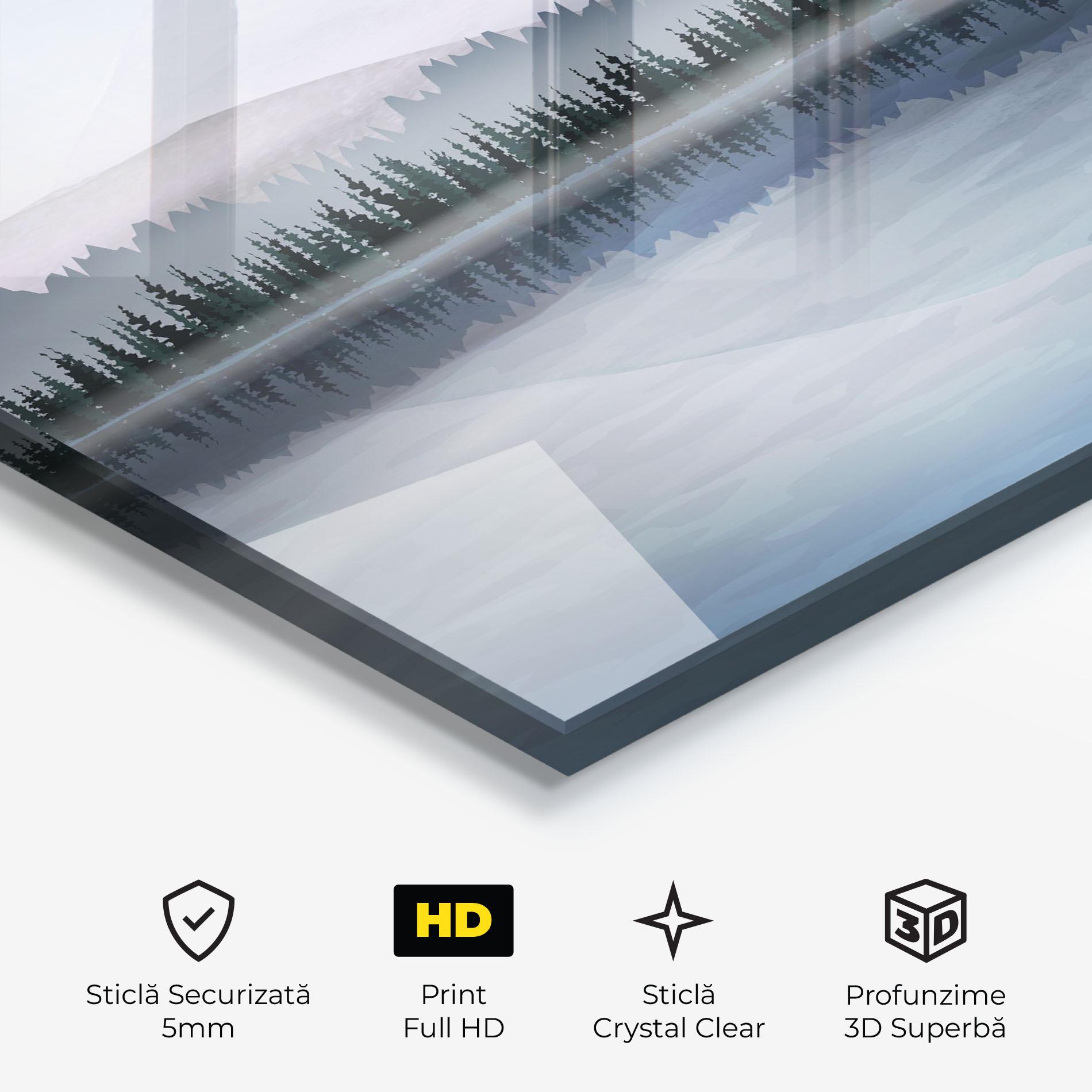 Tablou Sticla Grey Lake Trees mockup 3