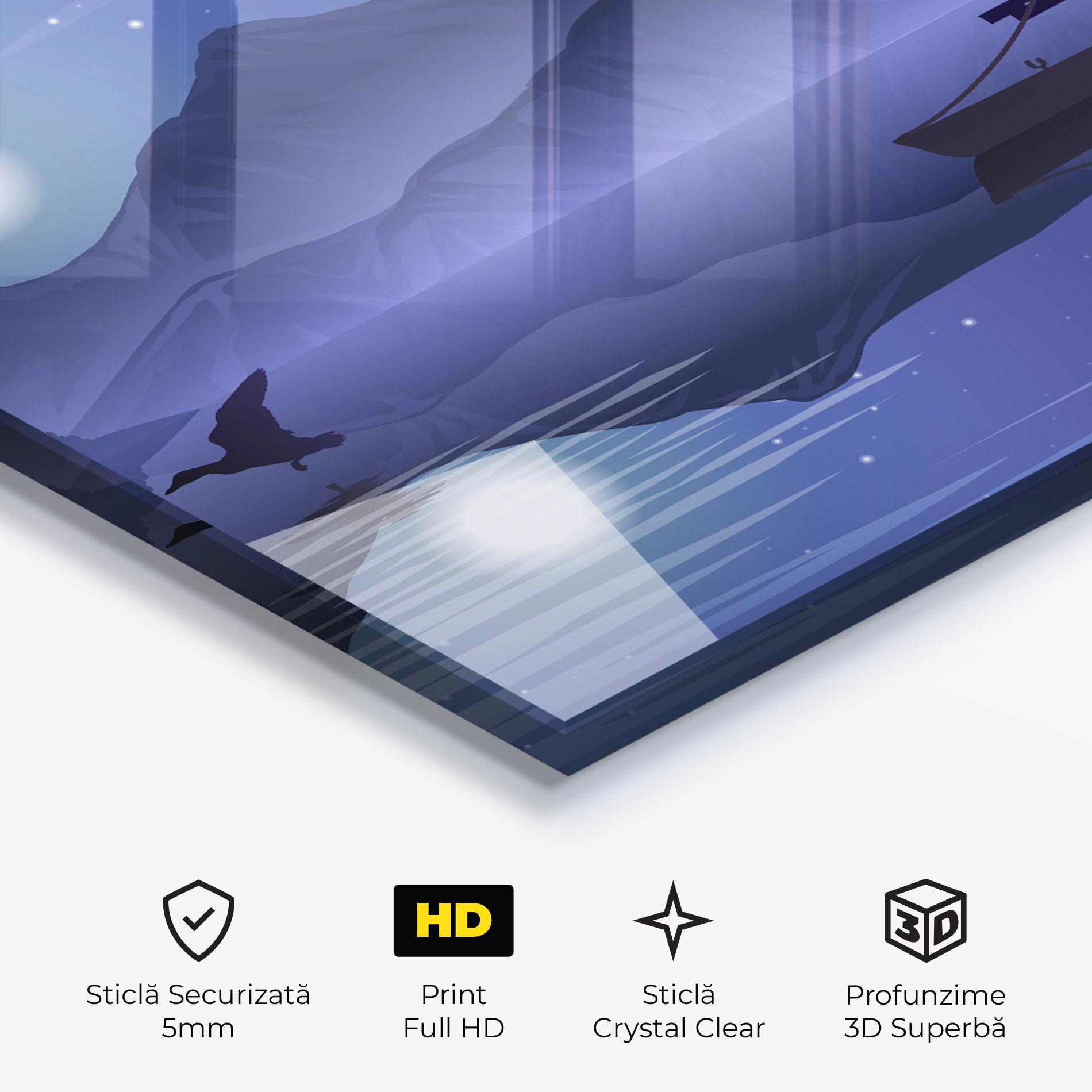 Tablou Sticla Lake Purple Night mockup 3