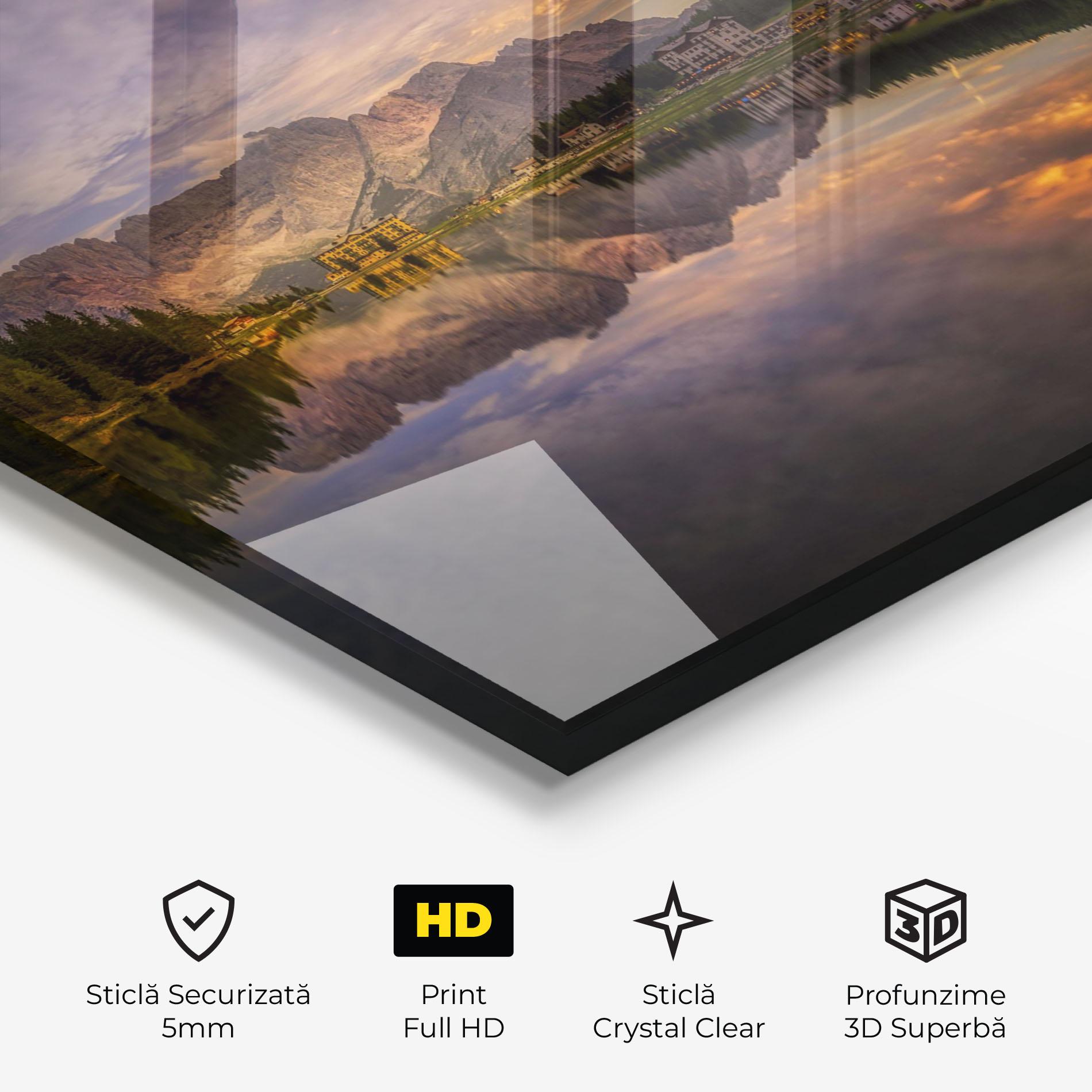 Tablou Sticla Misurina Sunset mockup 3