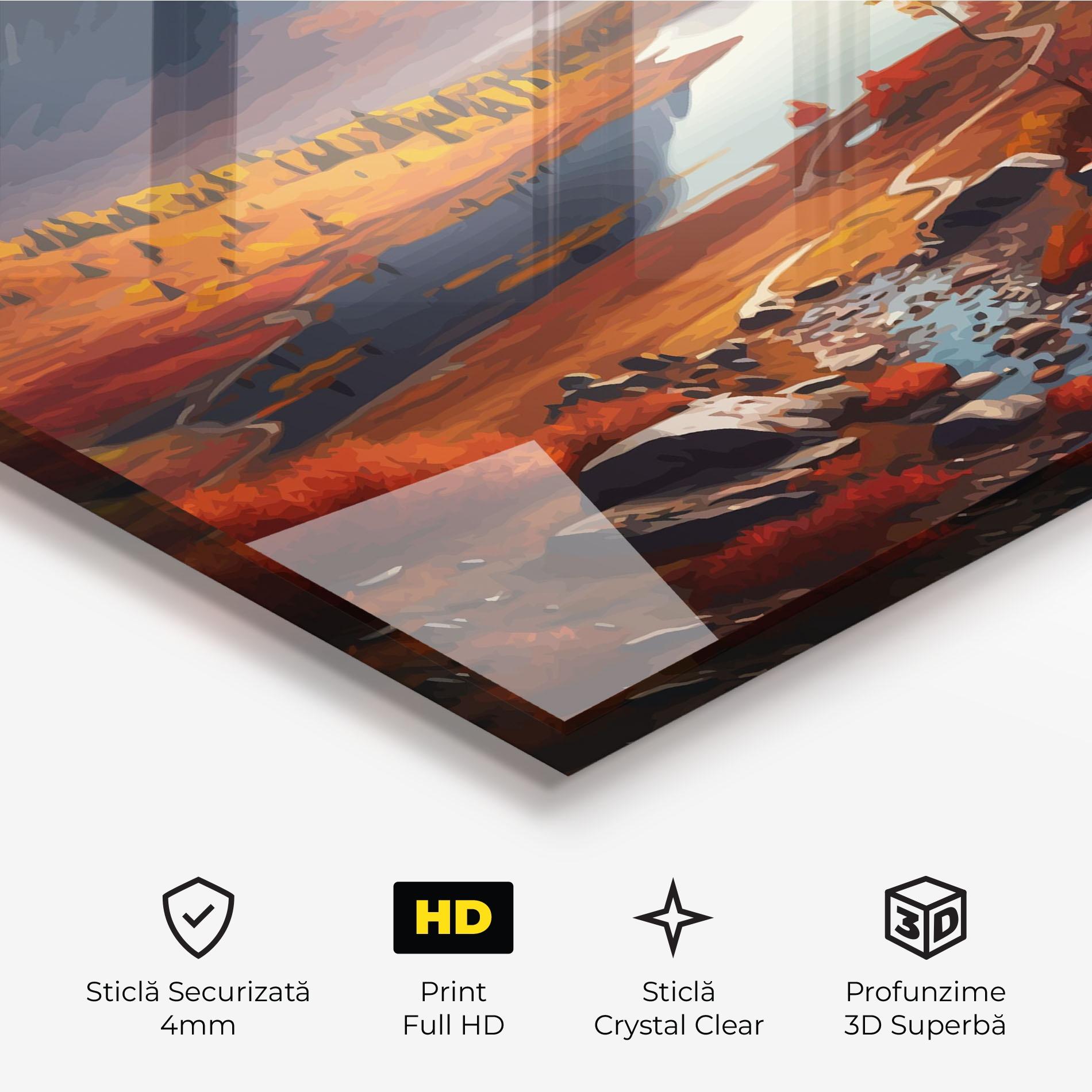 Tablou Sticla Autumn Field Lake mockup 3