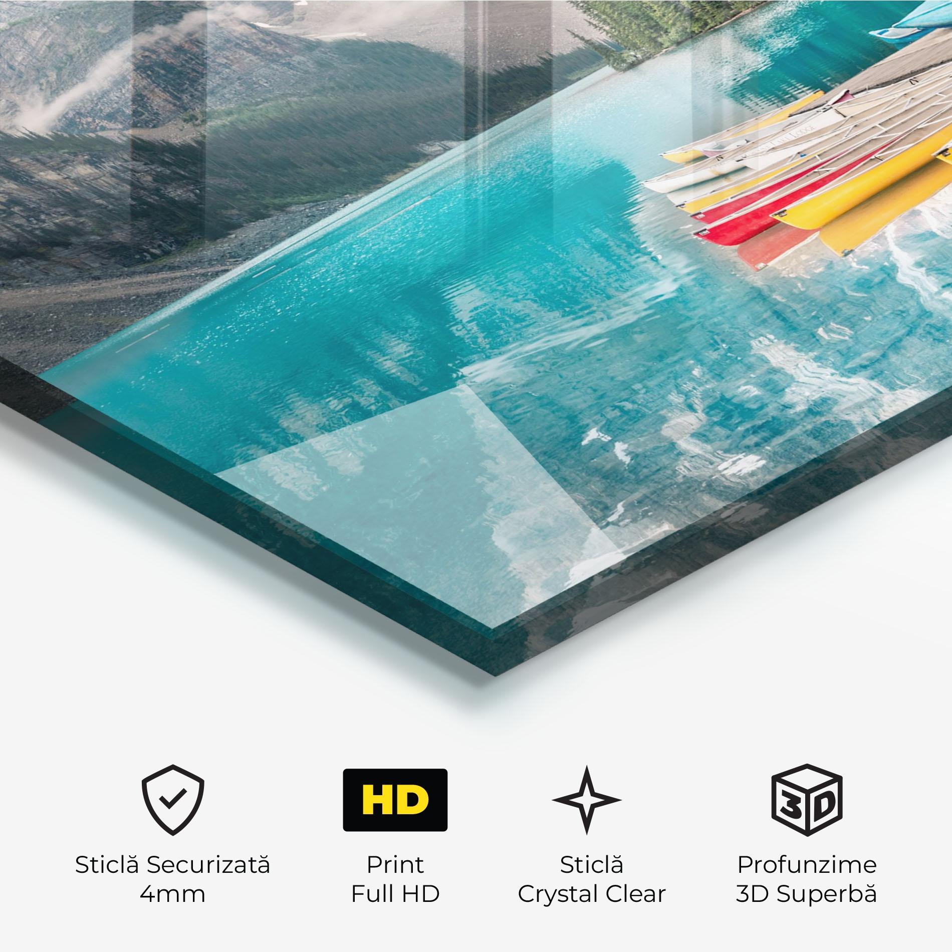 Tablou Sticla Beautiful Moraine Lake mockup 3