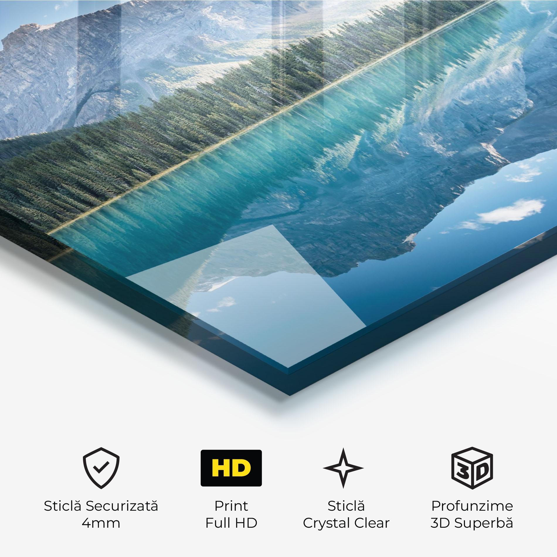 Tablou Sticla Blue Mountain Lake mockup 3
