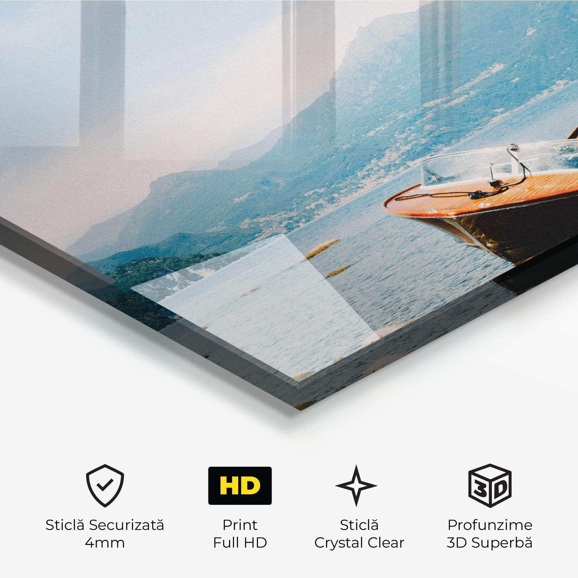Tablou Sticla Boat On The Lake mockup 3