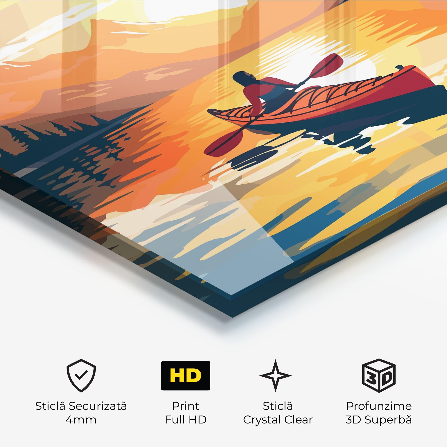 Tablou Sticla Boat Sunset Woman mockup 3
