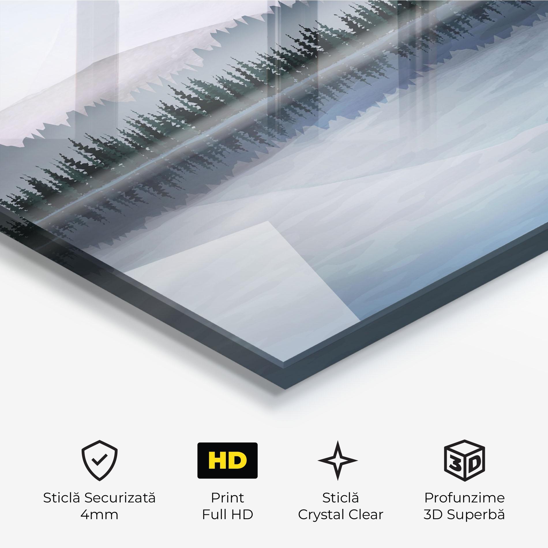 Tablou Sticla Grey Lake Trees mockup 3