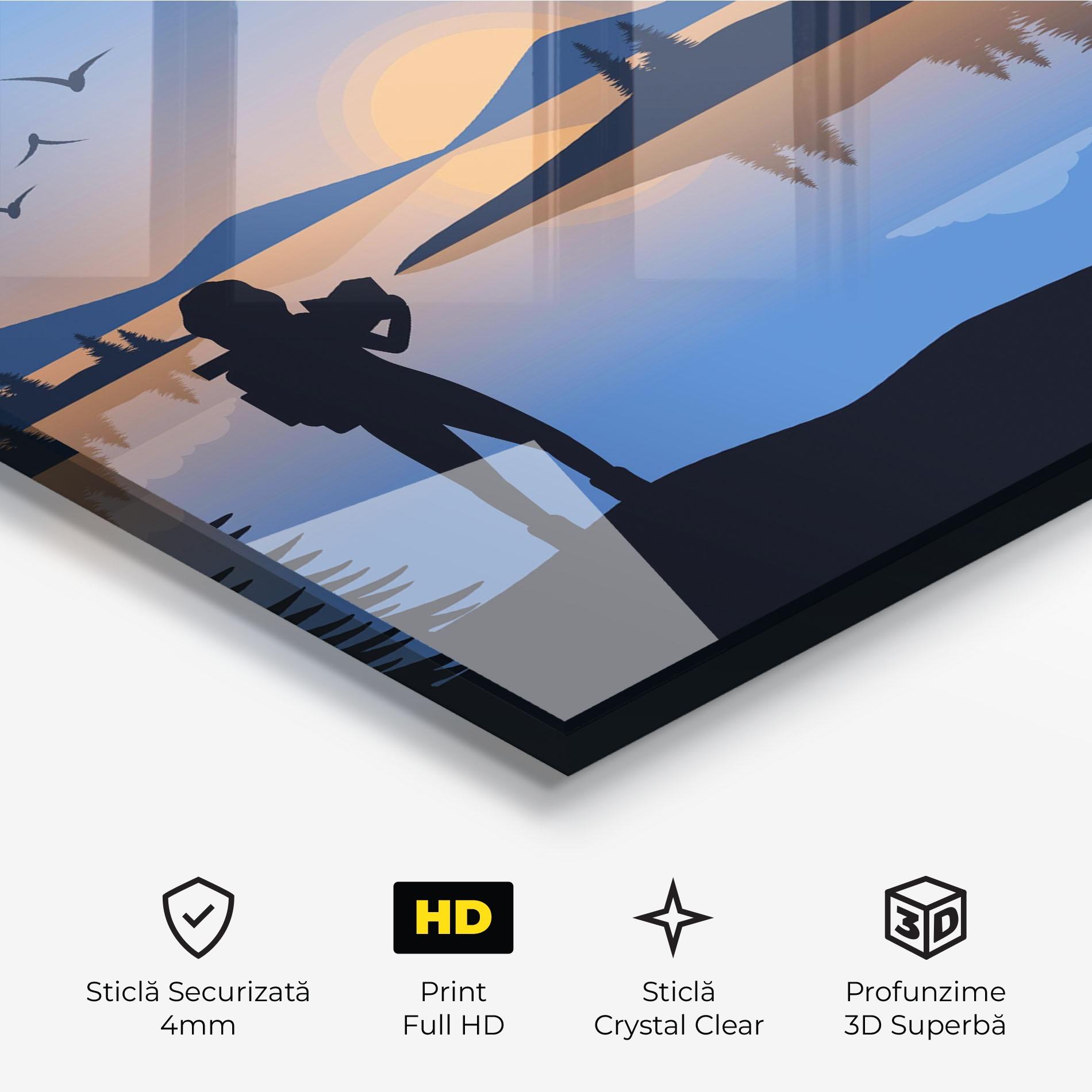 Tablou Sticla Lake Woman View mockup 3