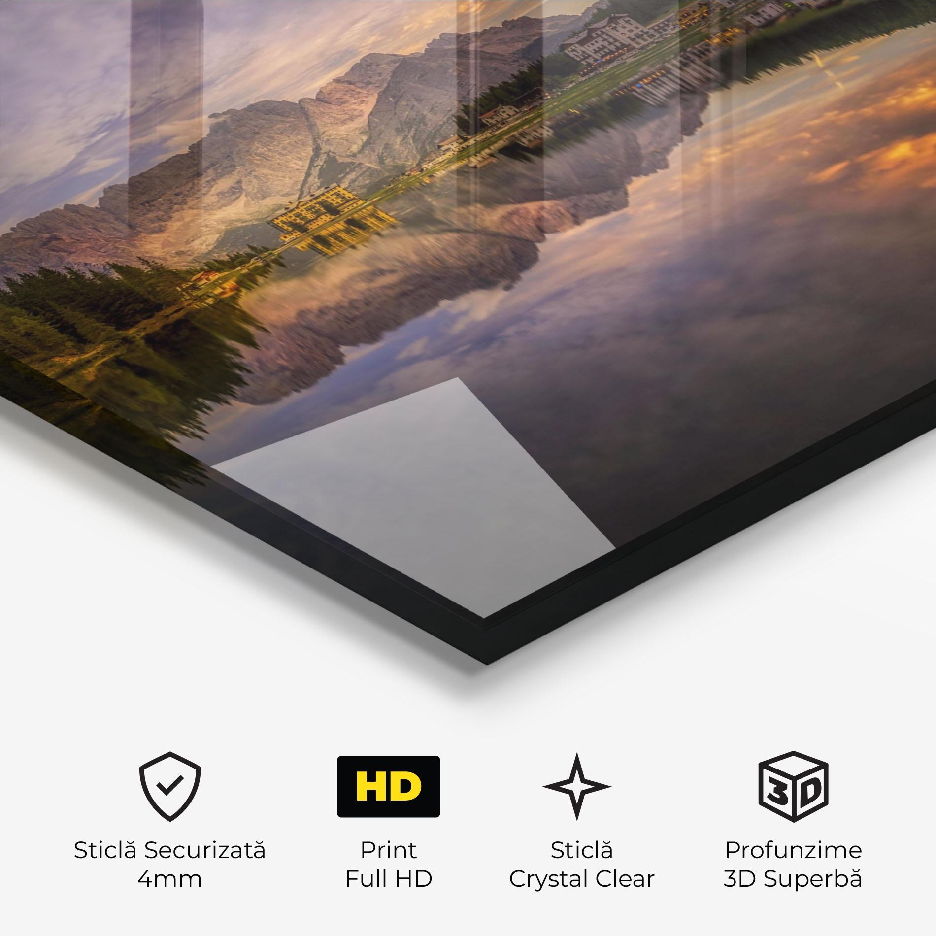 Tablou Sticla Misurina Sunset mockup 3