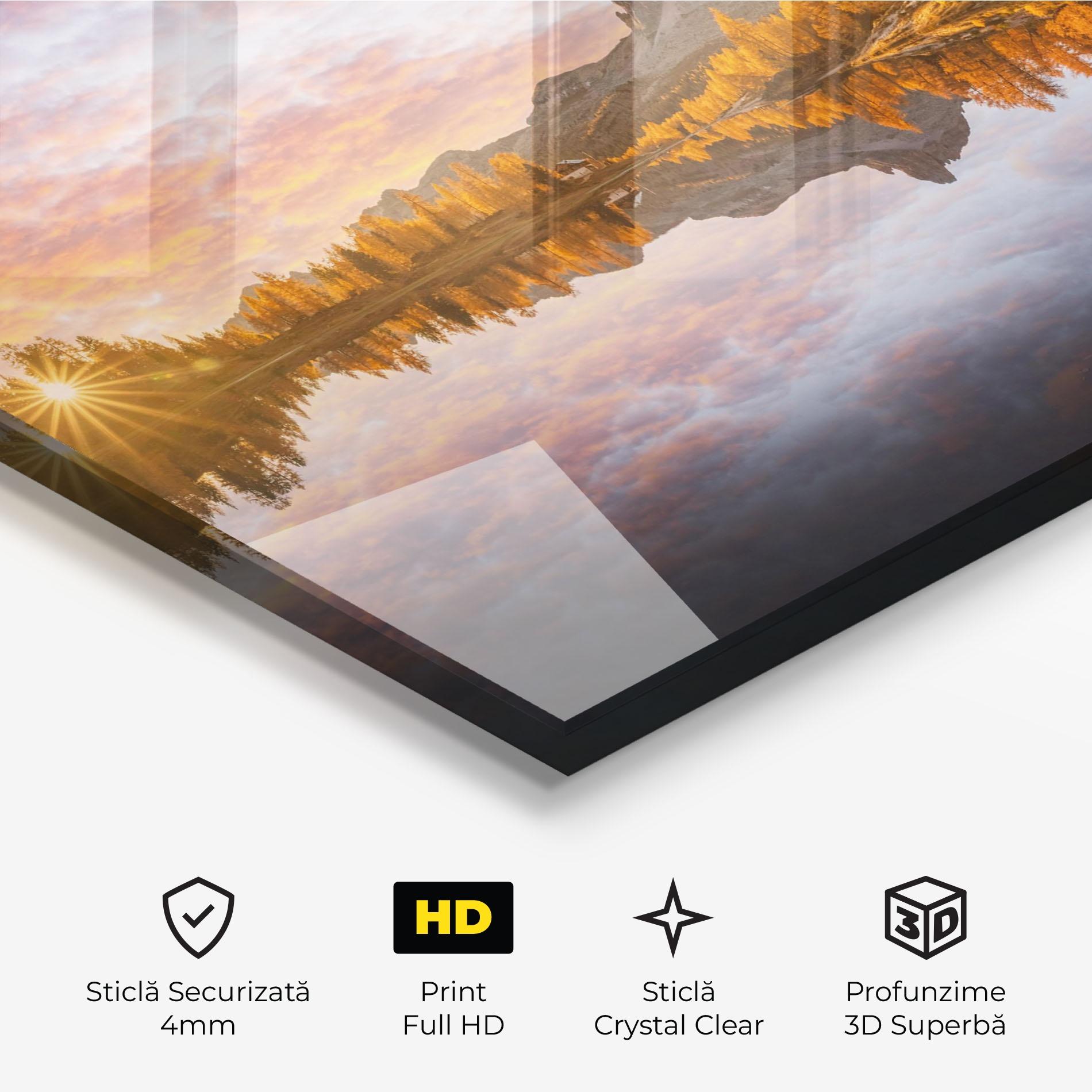 Tablou Sticla Yellow Light Lake mockup 3