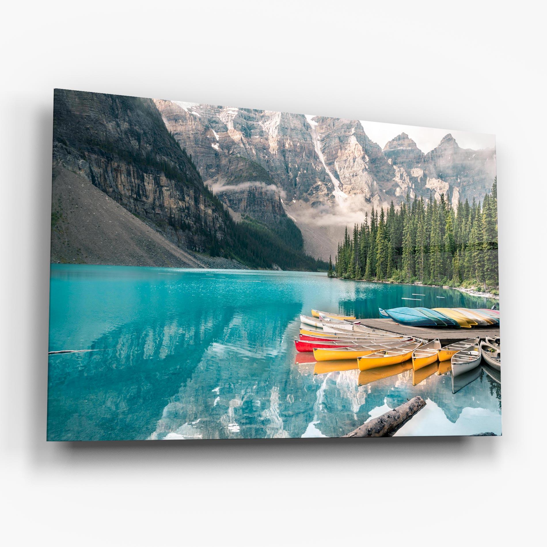 Tablou Sticla Beautiful Moraine Lake mockup 6