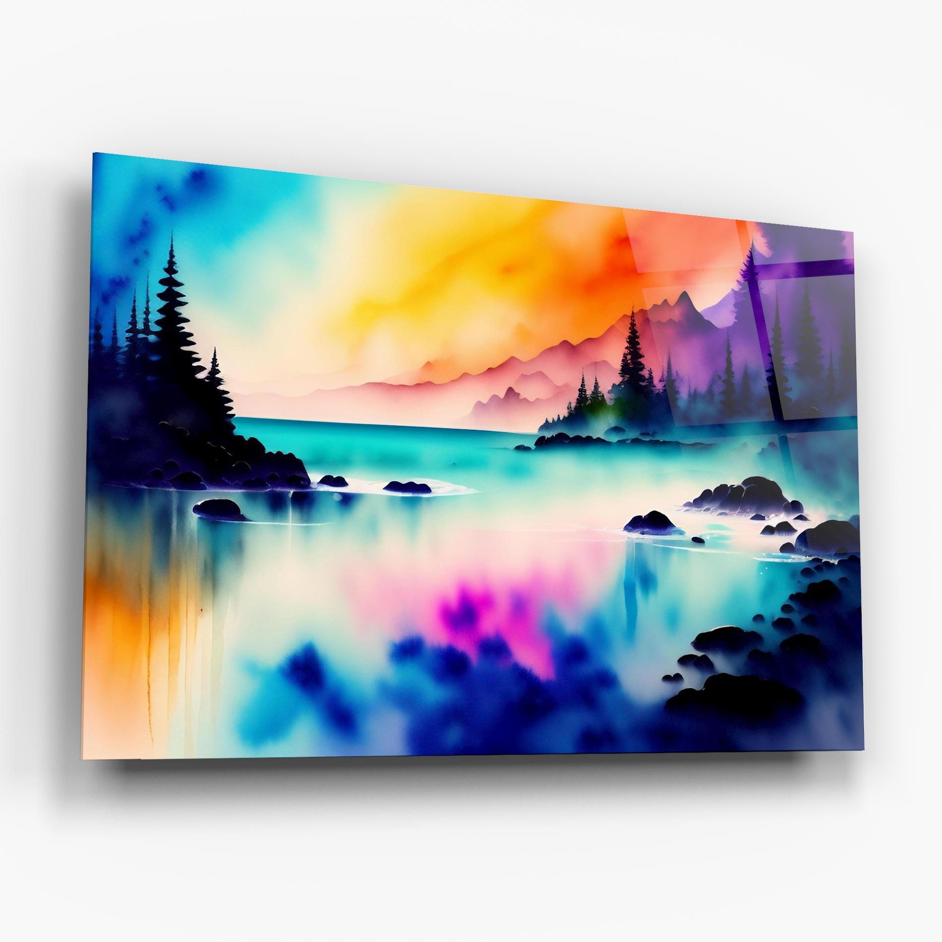 Tablou Sticla Lake Painting mockup 6