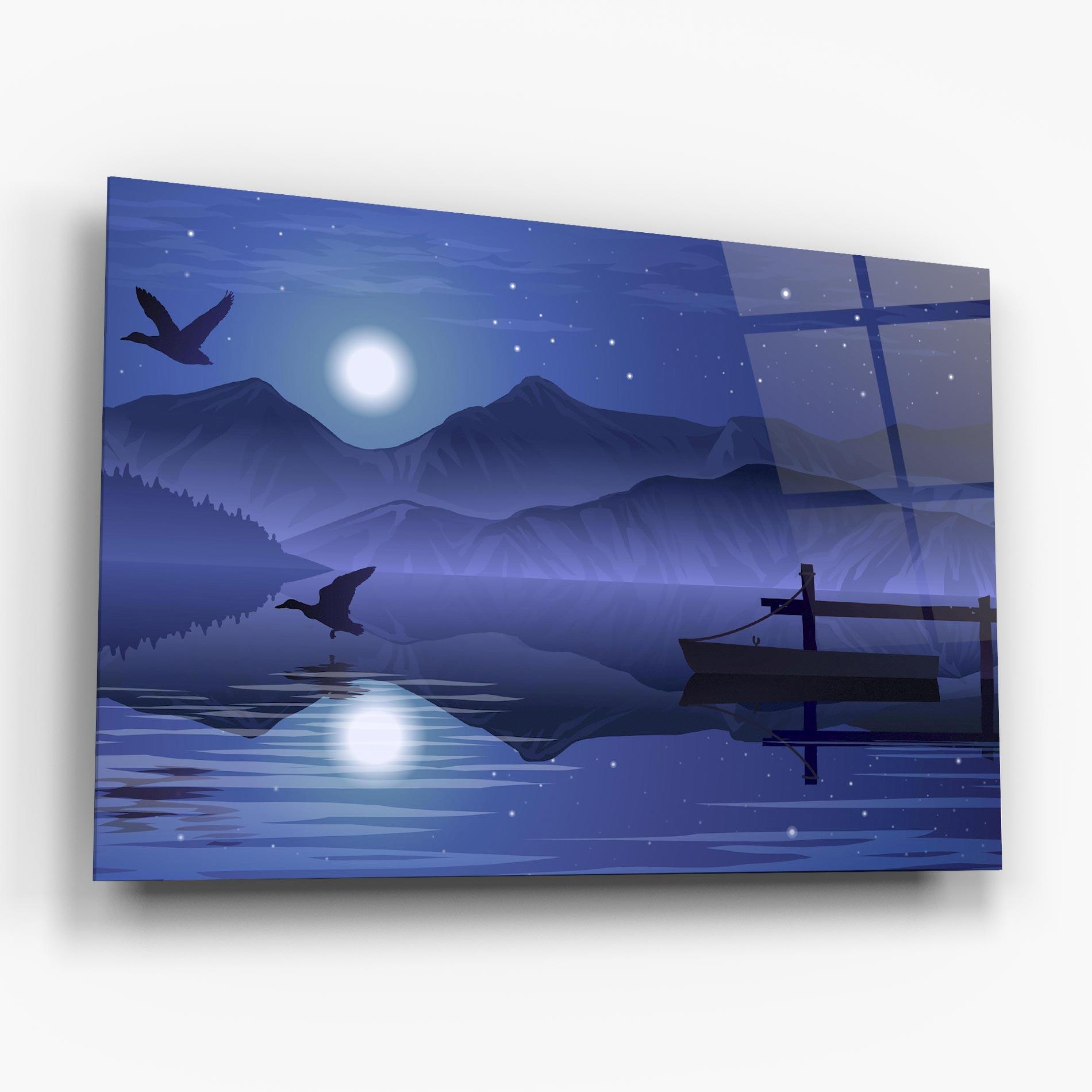 Tablou Sticla Lake Purple Night mockup 6