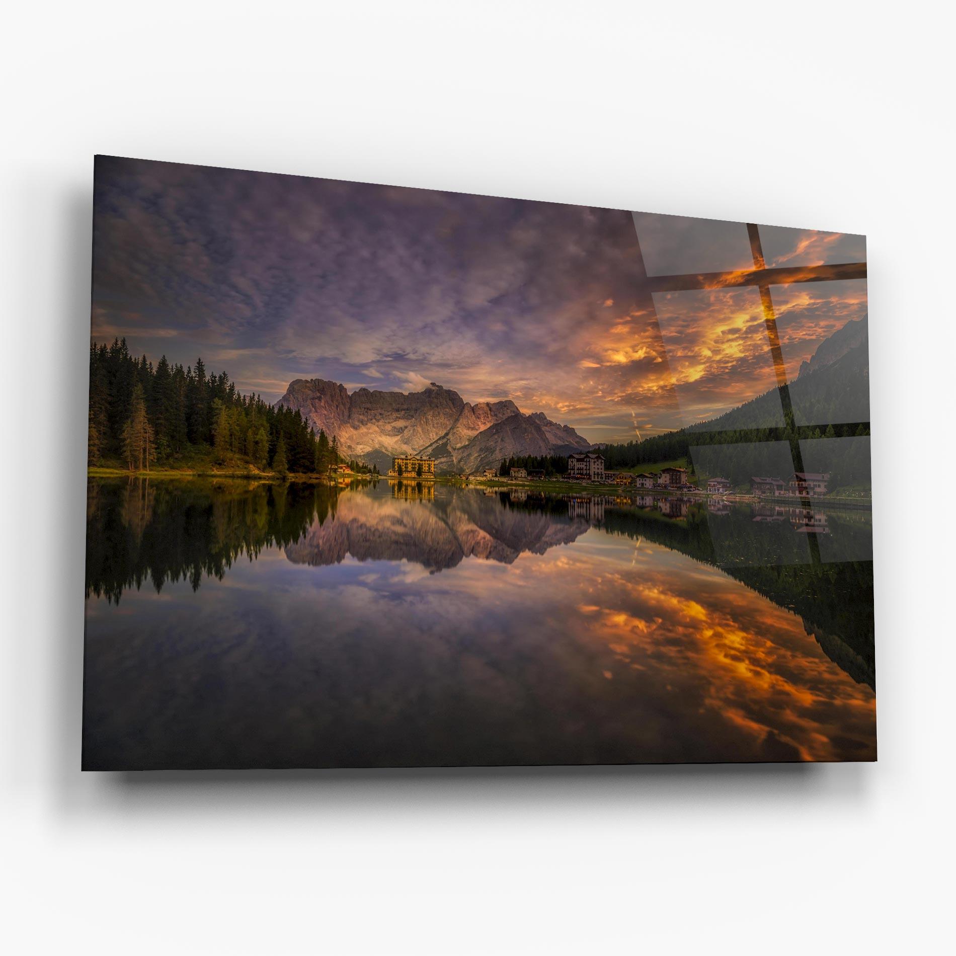 Tablou Sticla Misurina Sunset mockup 6