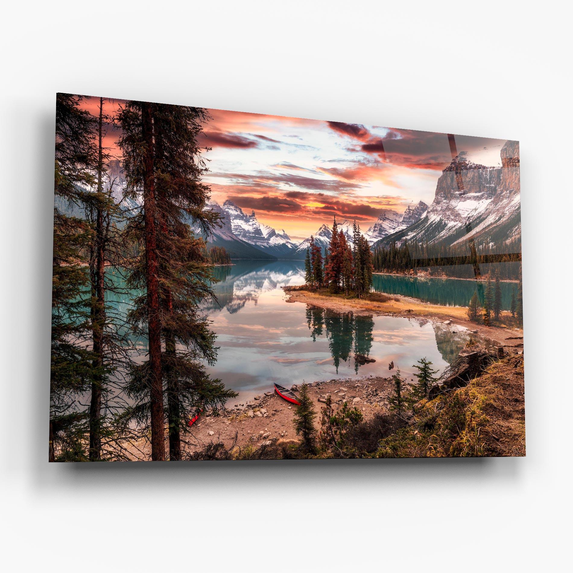 Tablou Sticla Sunset Lake View mockup 6