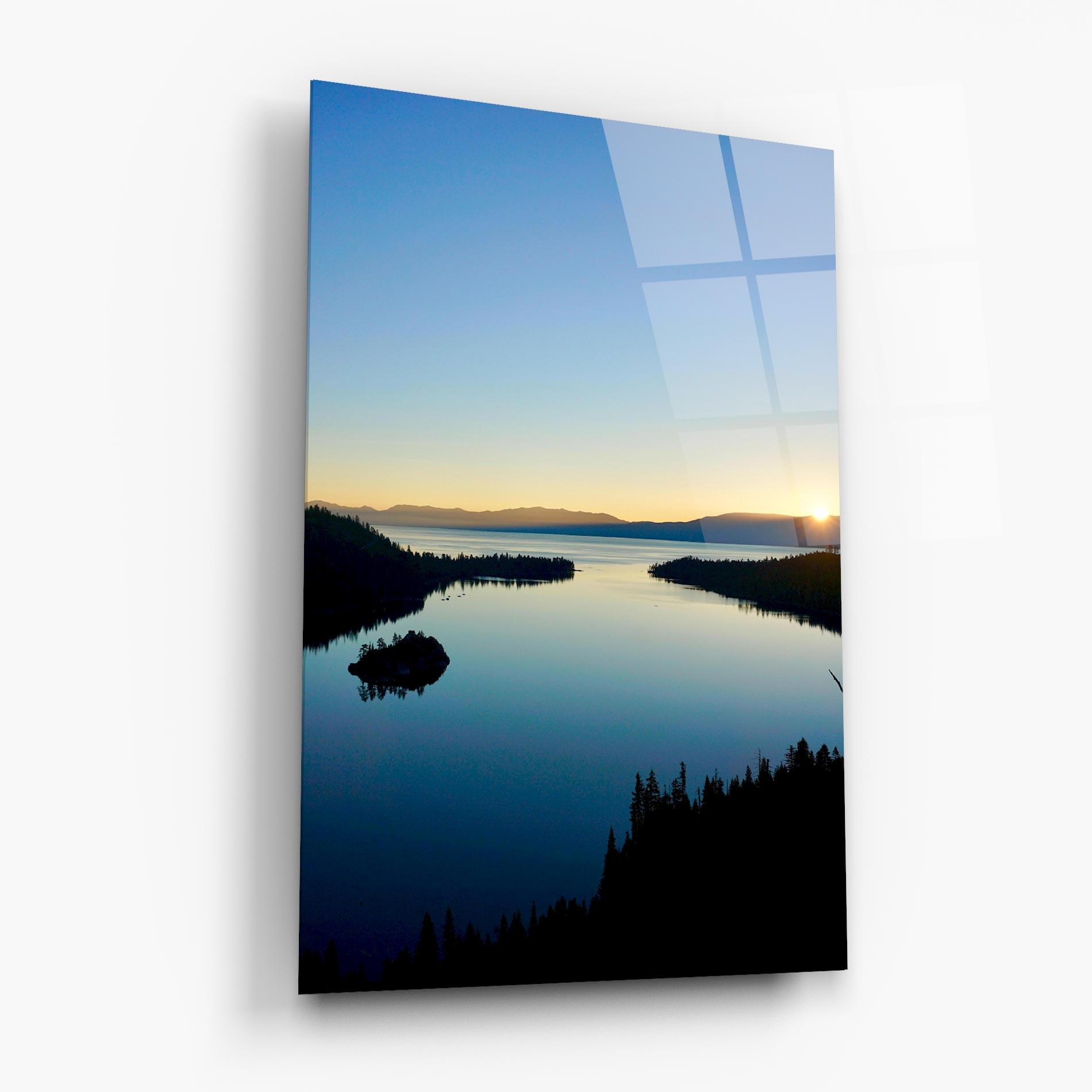 Tablou Sticla Blue Sky Lake mockup 6