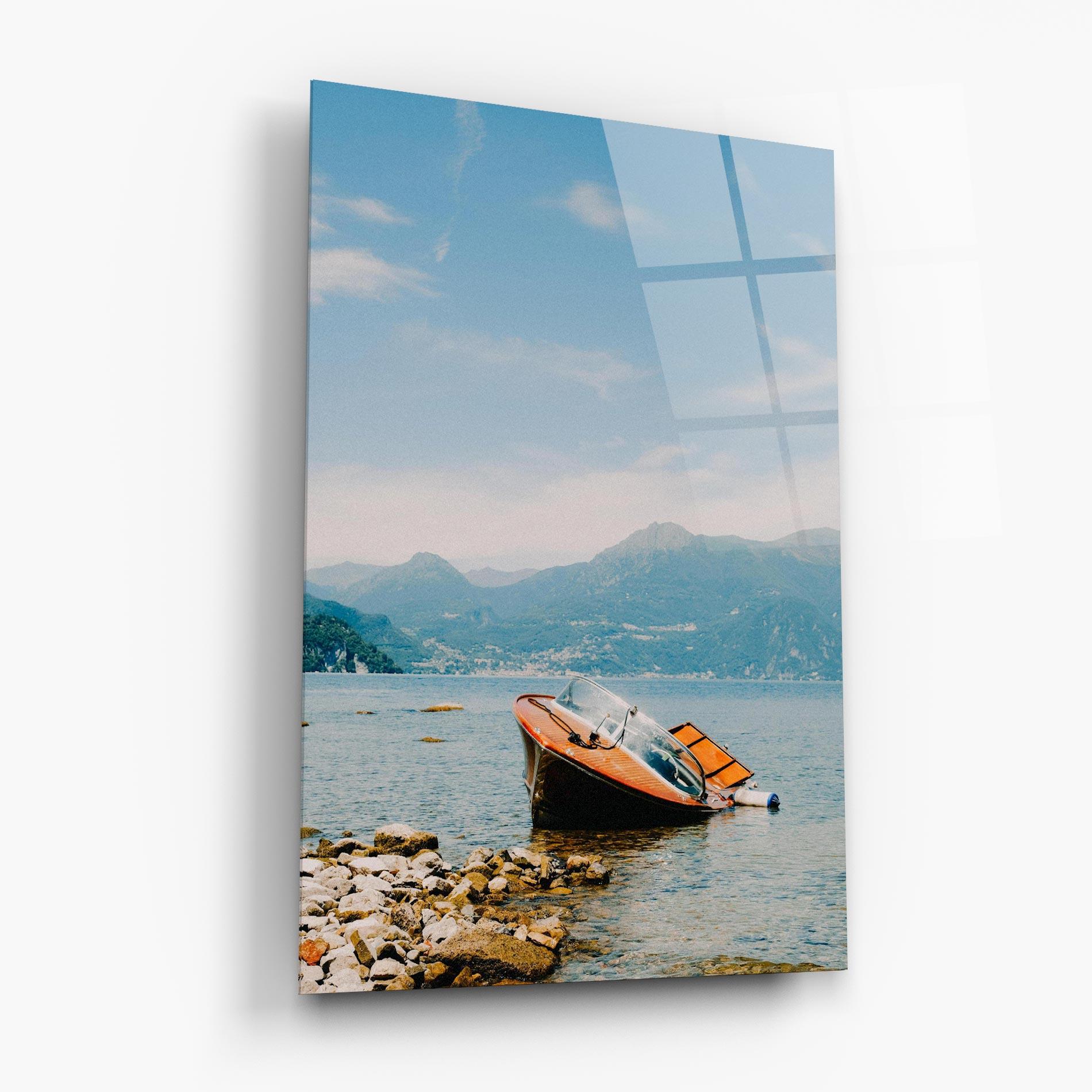 Tablou Sticla Boat On The Lake mockup 6
