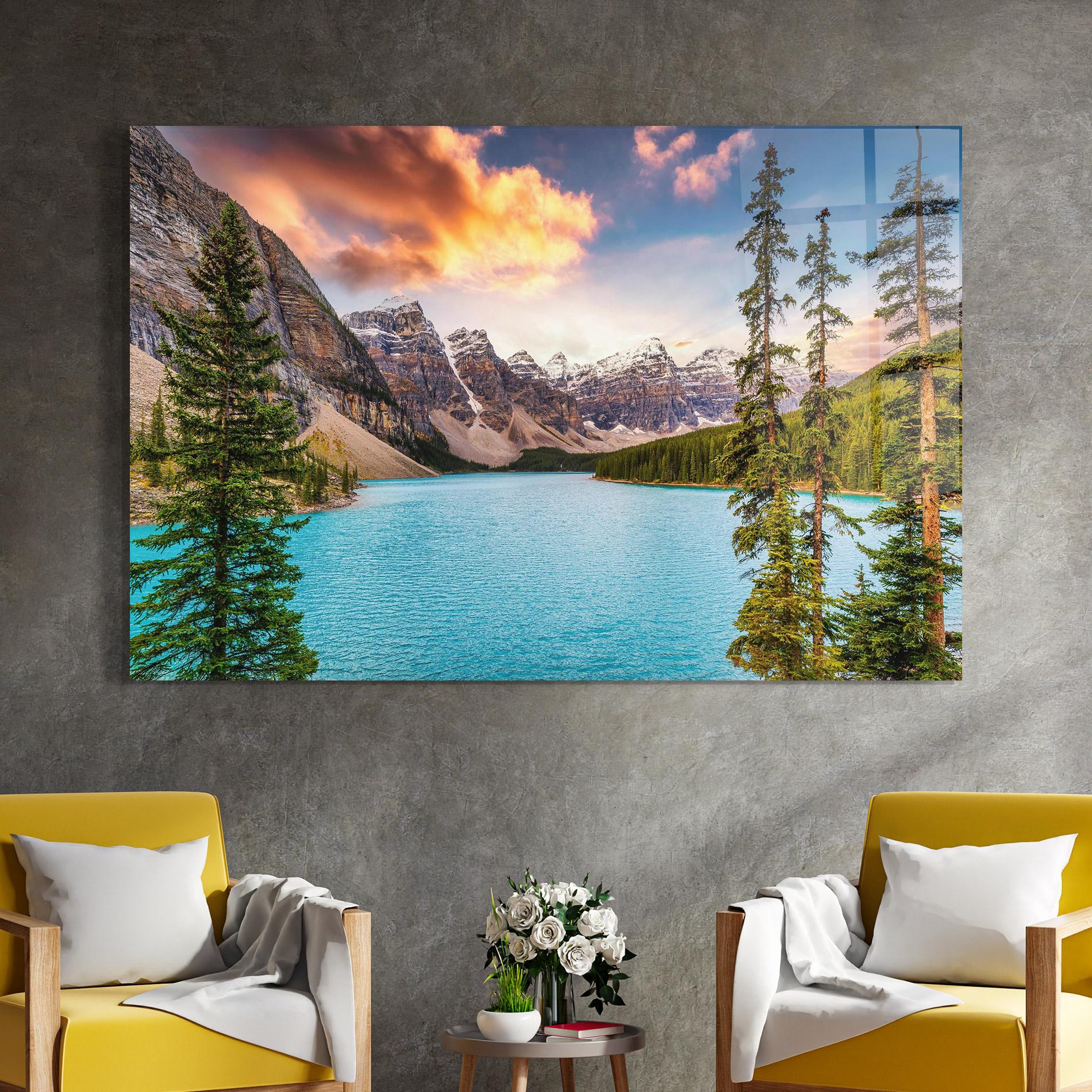 Tablou Sticla Blue Magic Lake mockup 4