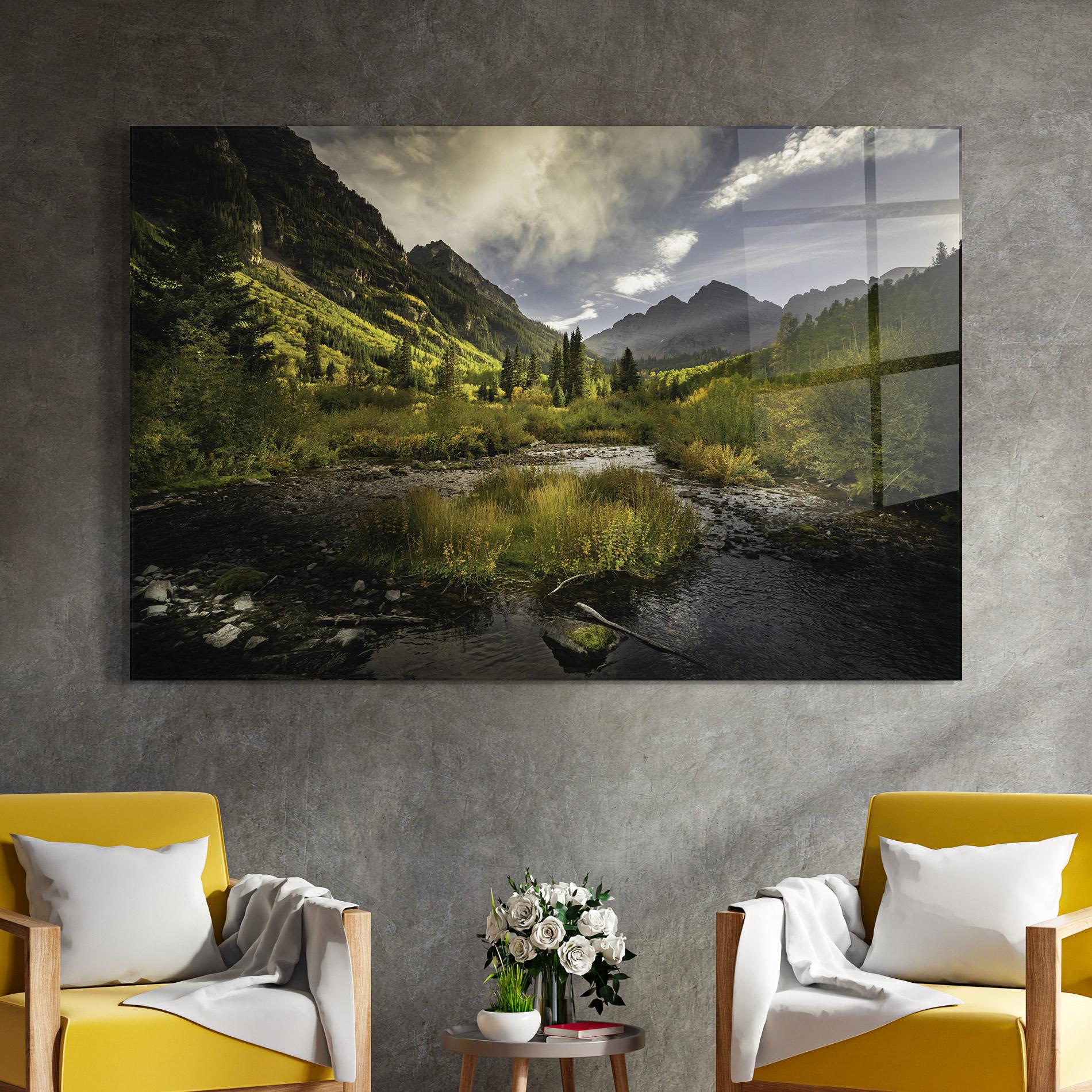 Tablou Sticla Cloudy Lake mockup 4