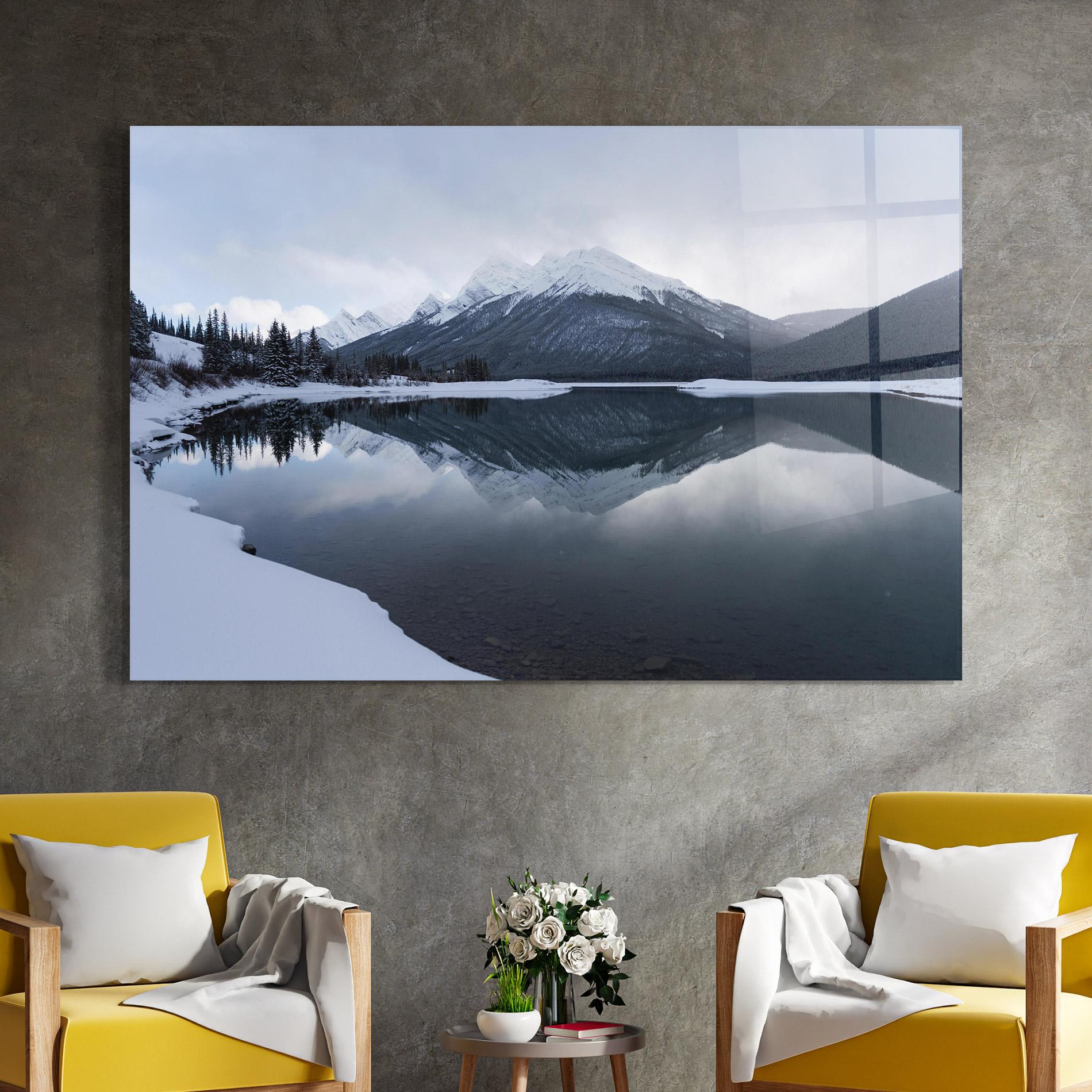 Tablou Sticla Grey Lake mockup 4