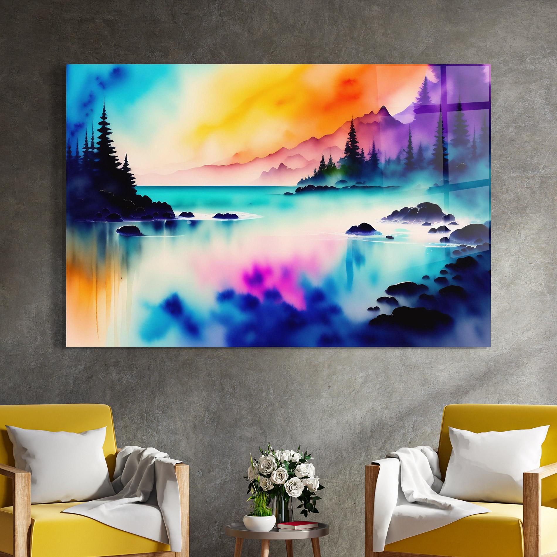 Tablou Sticla Lake Painting mockup 4