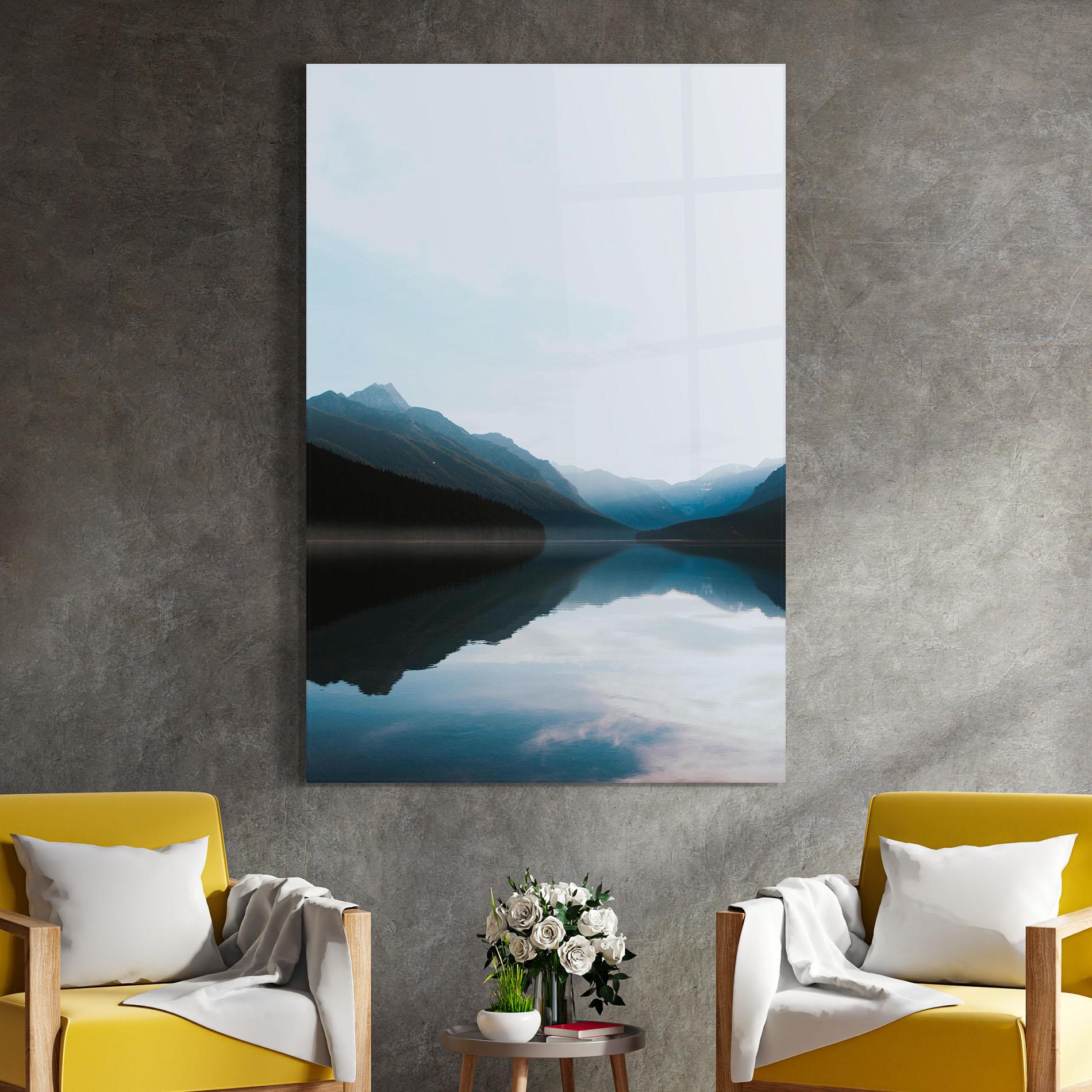 Tablou Sticla Foggy Blue Light mockup 4